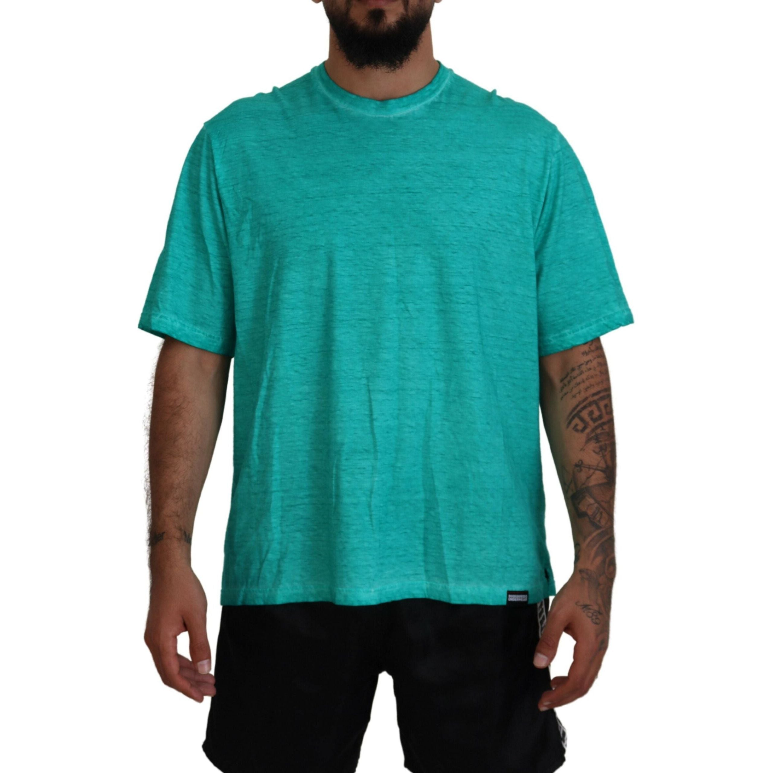 Dsquared² Light Green Cotton Linen Short Sleeve T-shirt