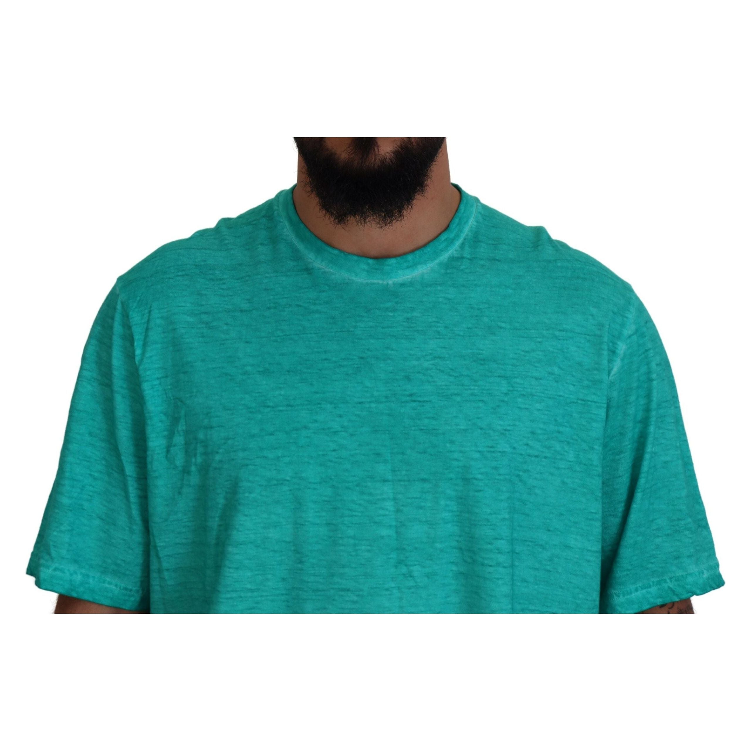 Dsquared² Light Green Cotton Linen Short Sleeve T-shirt