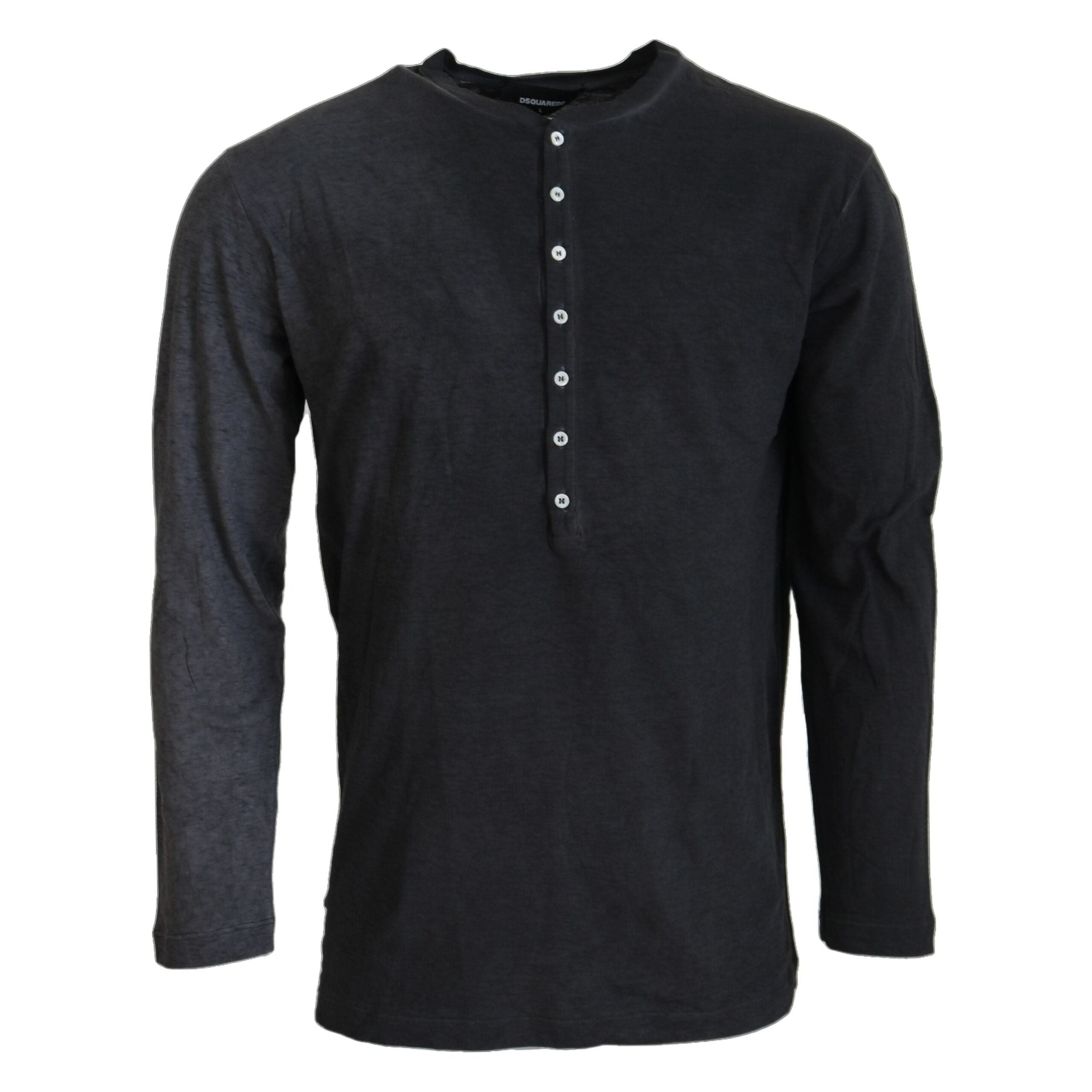 Dsquared² Black Cotton Linen Long Sleeves Pullover Sweater