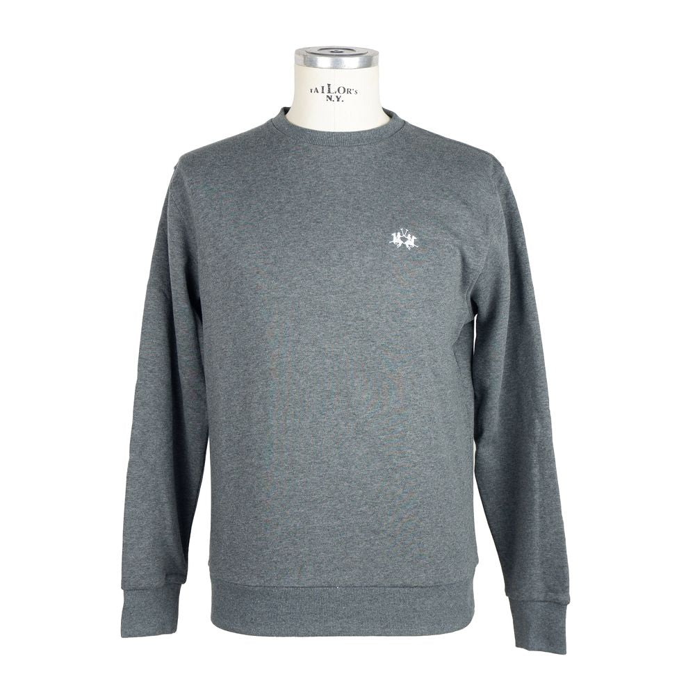 La Martina Gray Cotton Sweater for Effortless Elegance