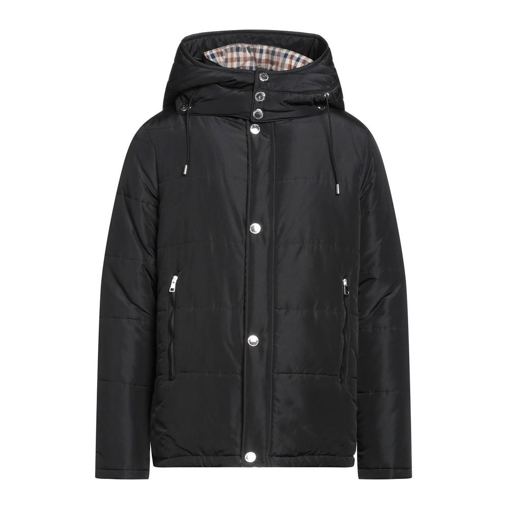 Aquascutum Black Wool Jacket with Removable Hood