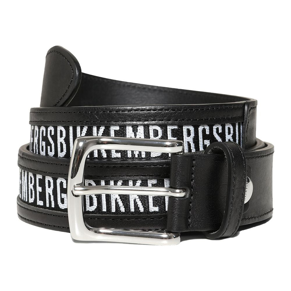 Bikkembergs Black Calfskin Belt for Timeless Elegance
