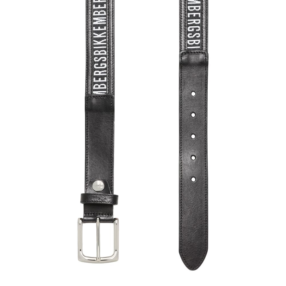 Bikkembergs Black Calfskin Belt for Timeless Elegance