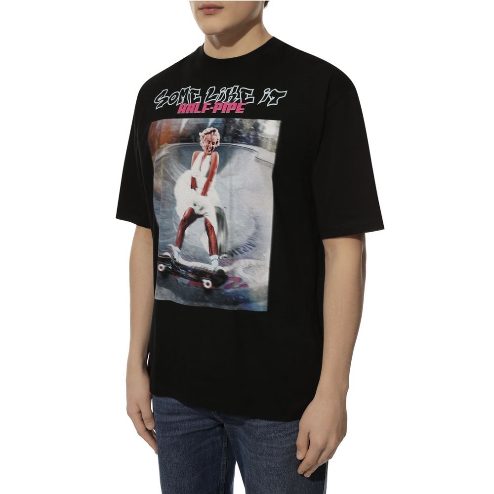 Diego Venturino Black Cotton T-Shirt with Signature Design