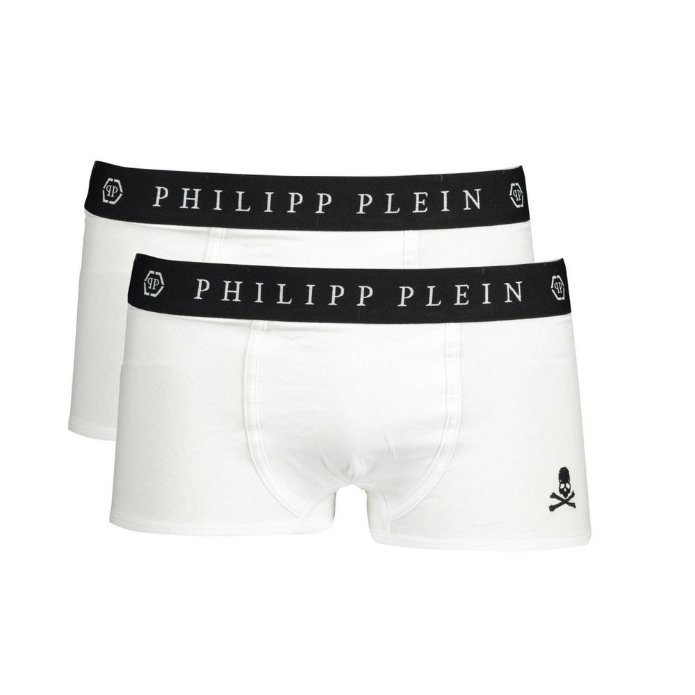 Philipp Plein White Cotton Boxer Shorts for Luxe Comfort