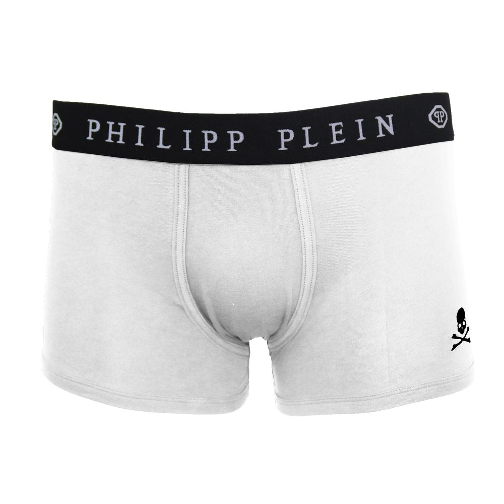 Philipp Plein White Cotton Boxer Shorts for Luxe Comfort