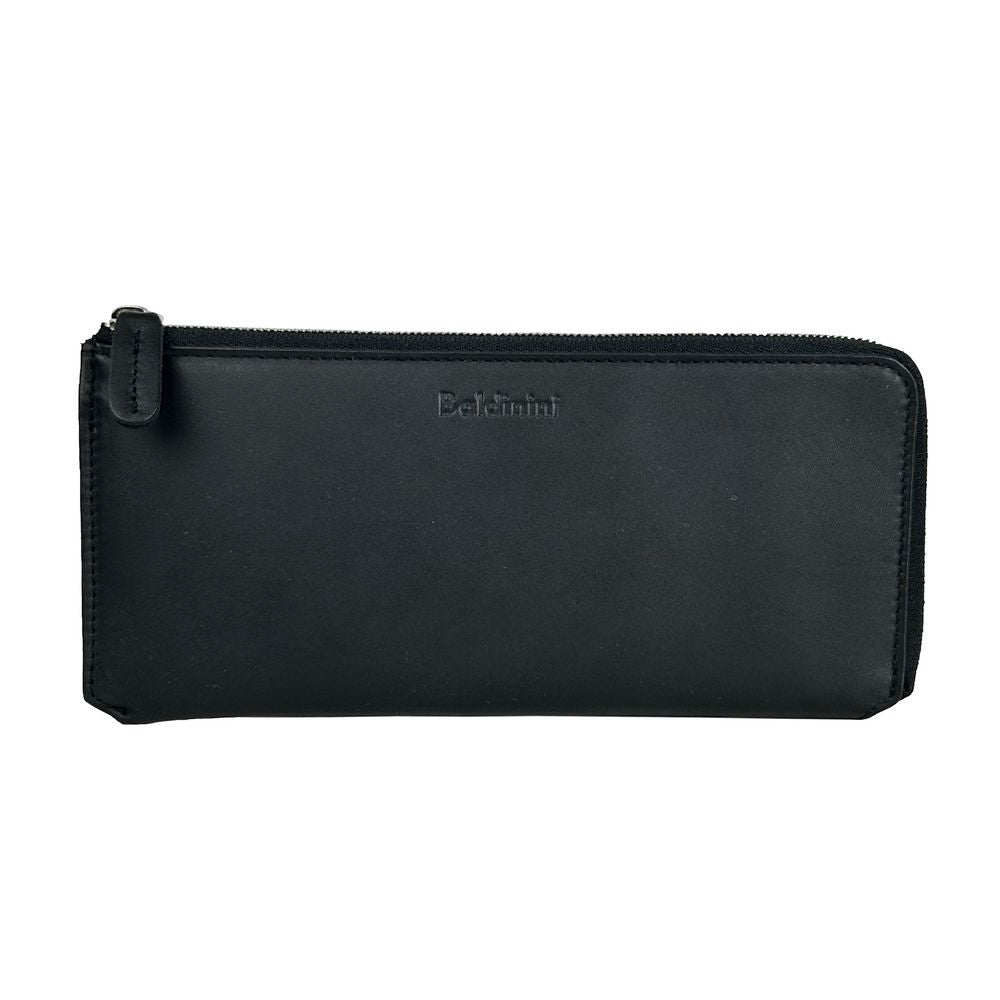 Baldinini Black Leather Travel Organizer Luxe