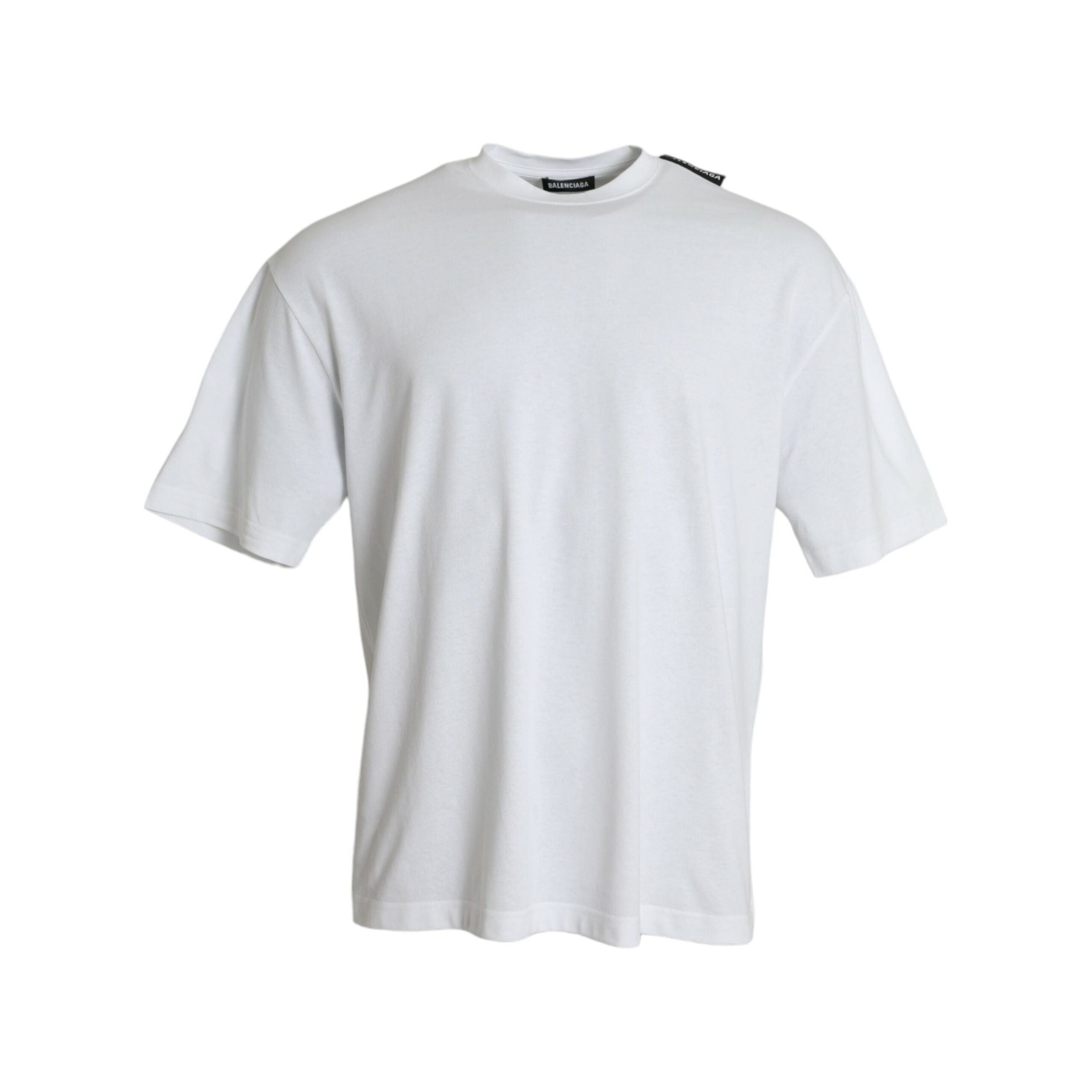 Balenciaga Off White Cotton Jersey Round Neck T-shirt Luxe