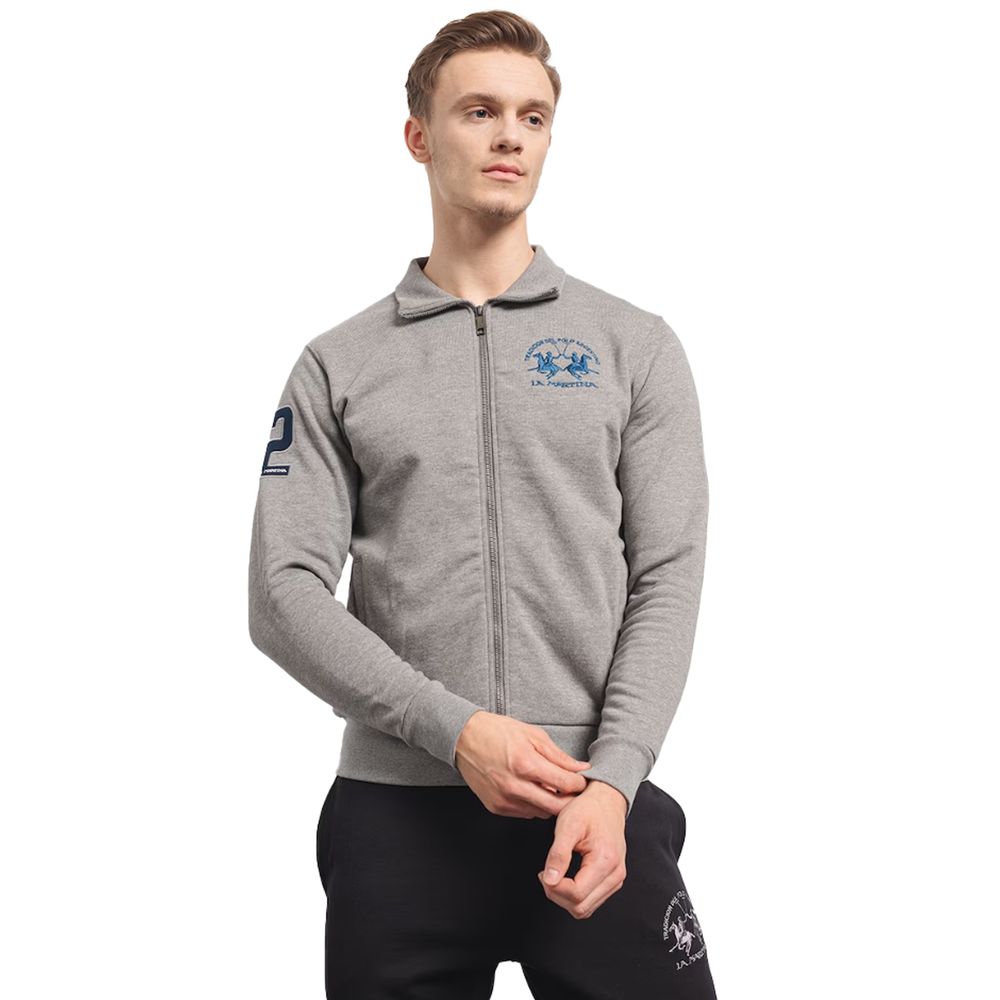 La Martina Gray Cotton Sweater - Refined Luxury Essential