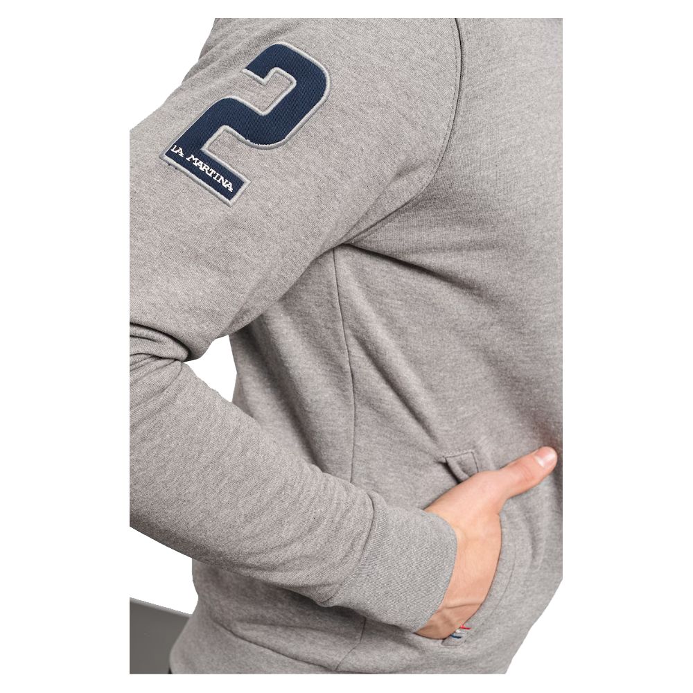 La Martina Gray Cotton Sweater - Refined Luxury Essential
