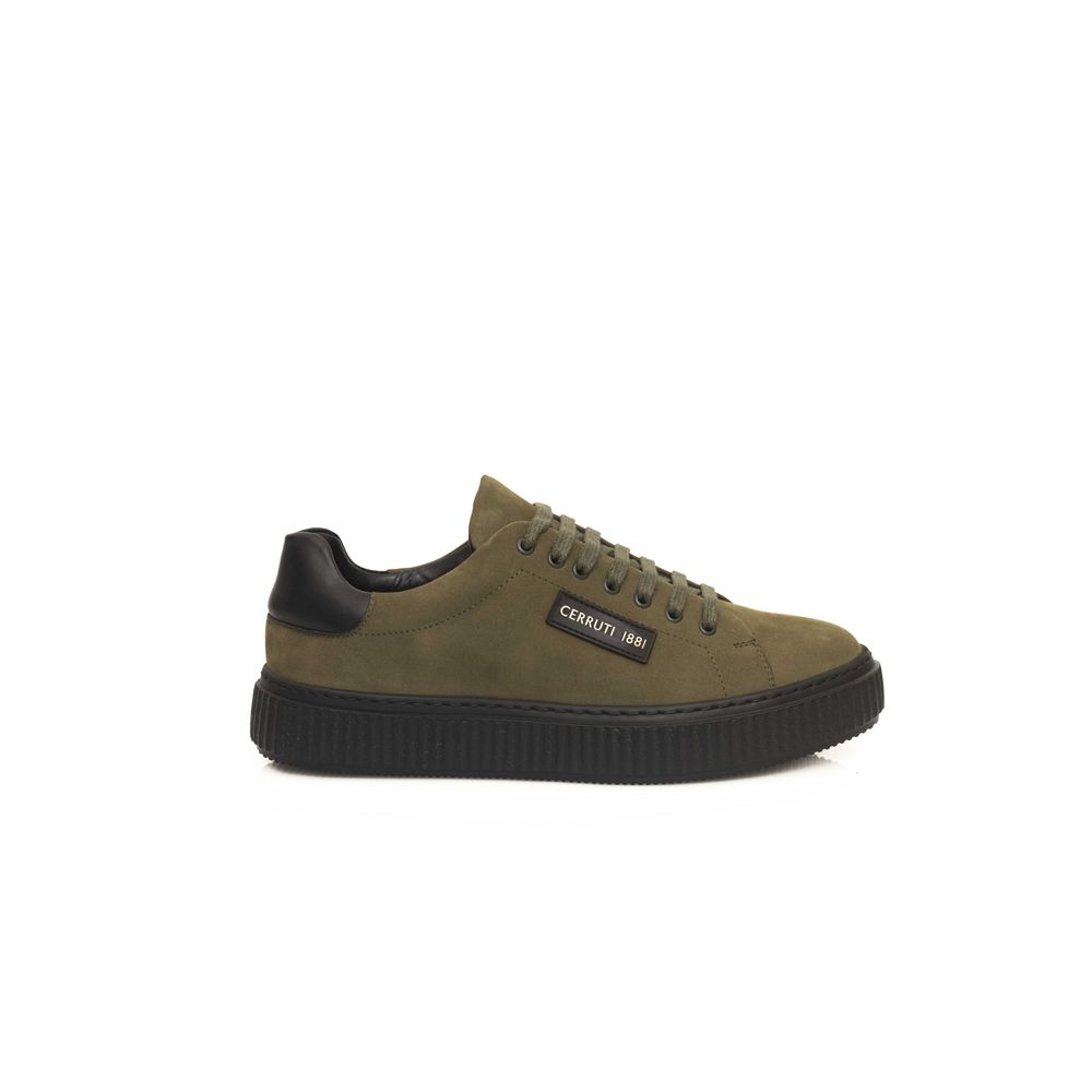 Cerruti 1881 Green Leather Sneaker for Elevated Style