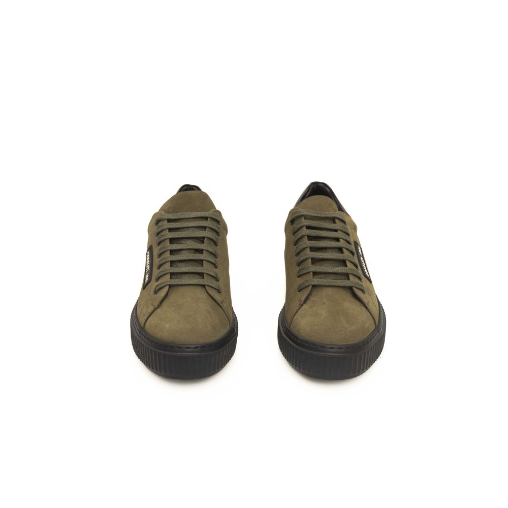 Cerruti 1881 Green Leather Sneaker for Elevated Style