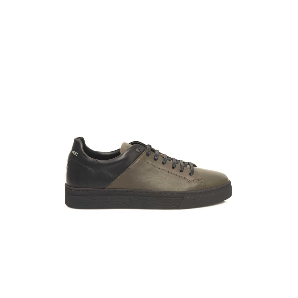 Cerruti 1881 Green Leather Sneaker for Elevated Style