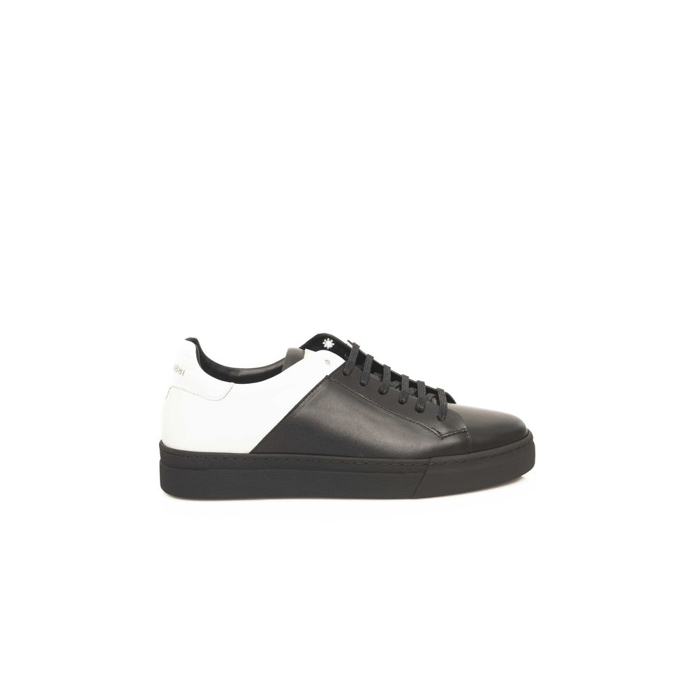 Cerruti 1881 Black Leather Sneaker for Effortless Elegance