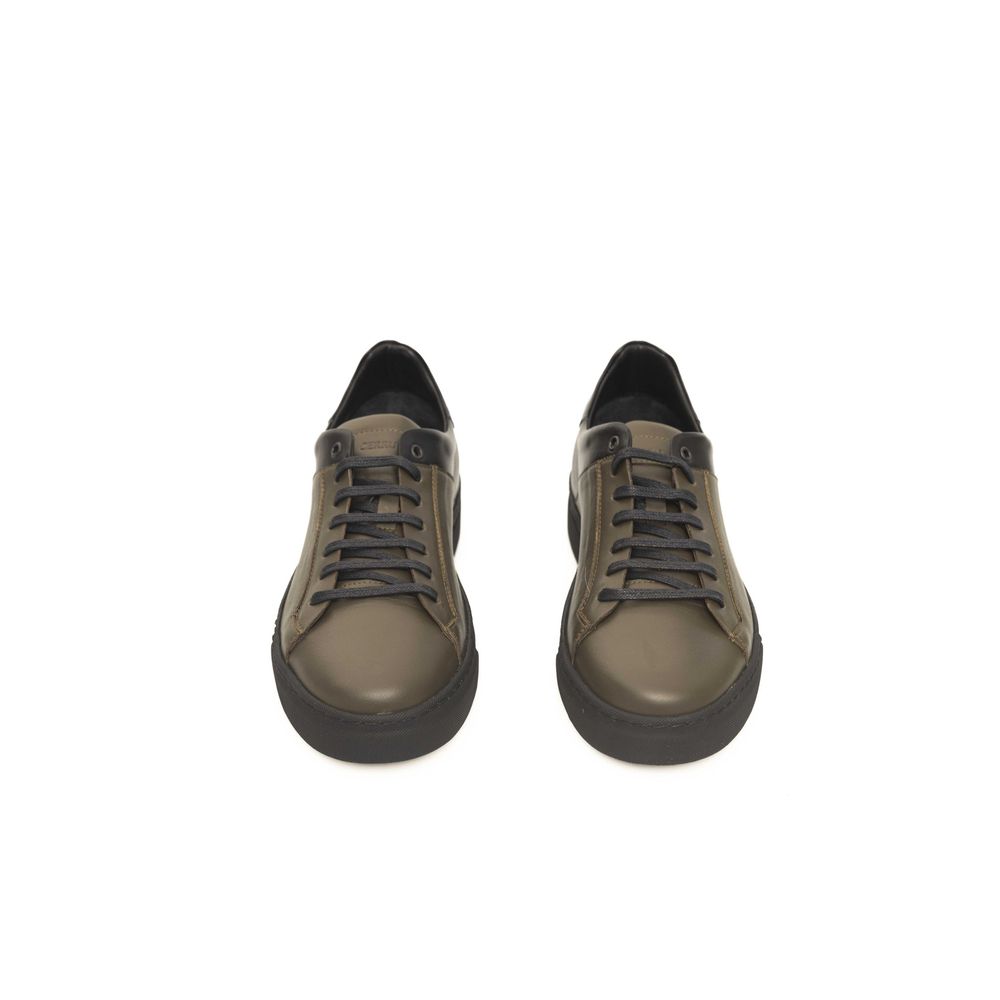 Cerruti 1881 Green Leather Sneaker for Elevated Style