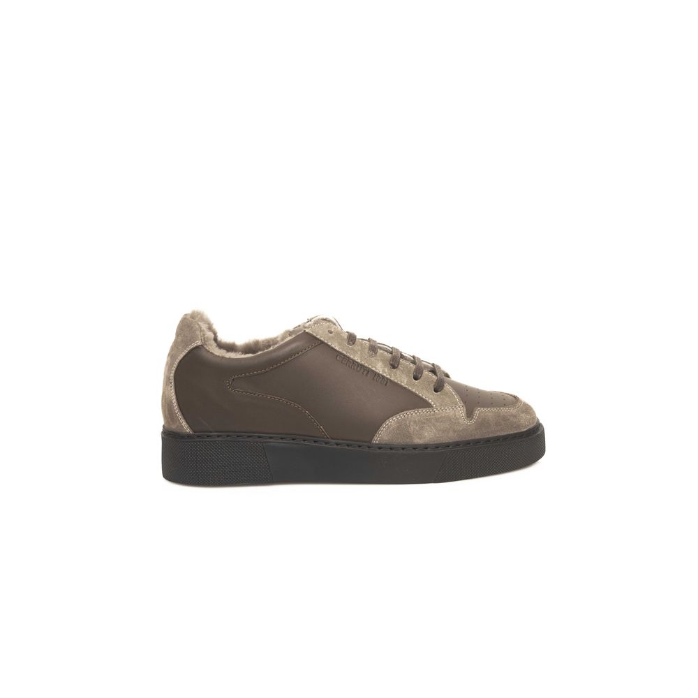 Cerruti 1881 Beige Leather Sneaker for Elevated Style