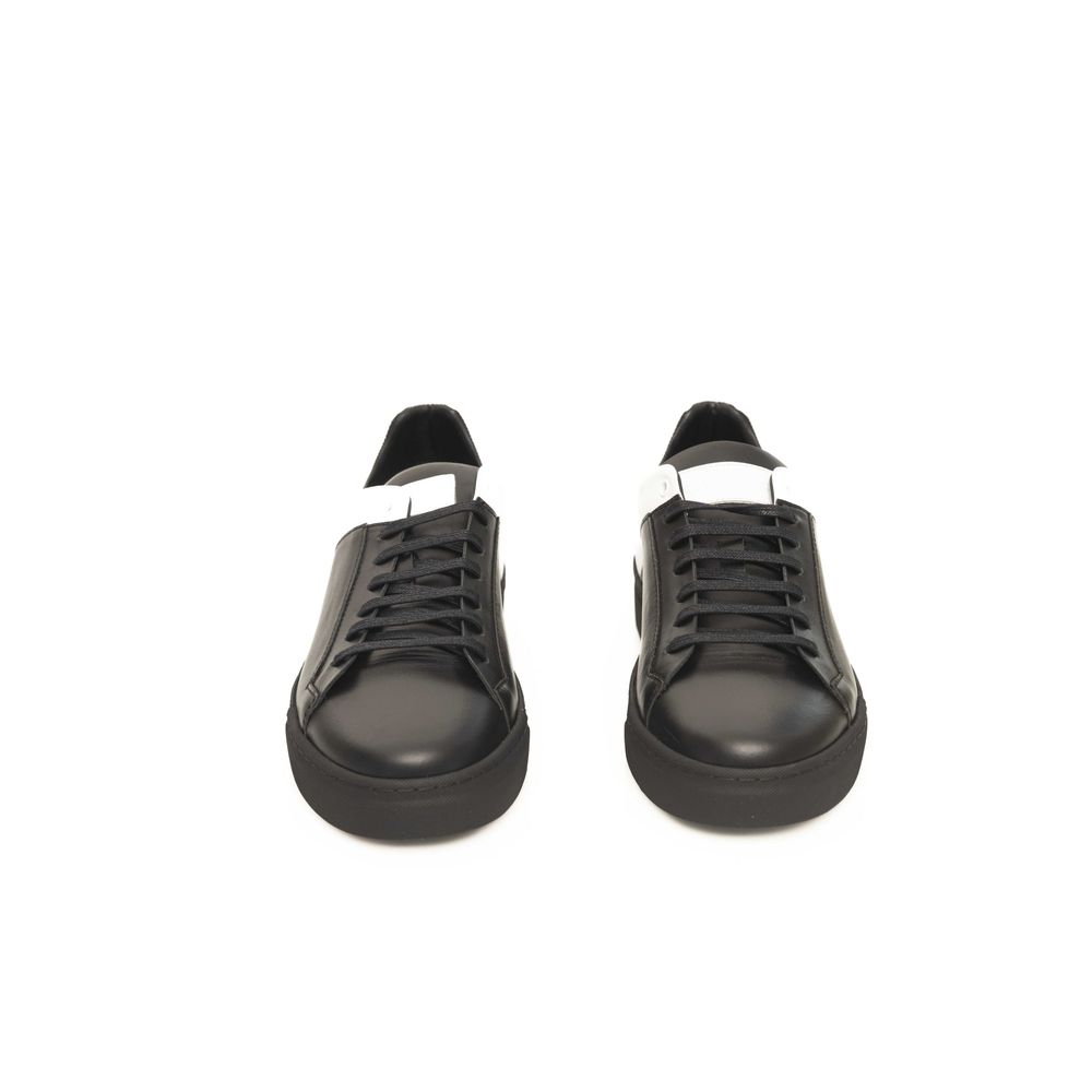 Cerruti 1881 Black Leather Sneaker for Effortless Elegance