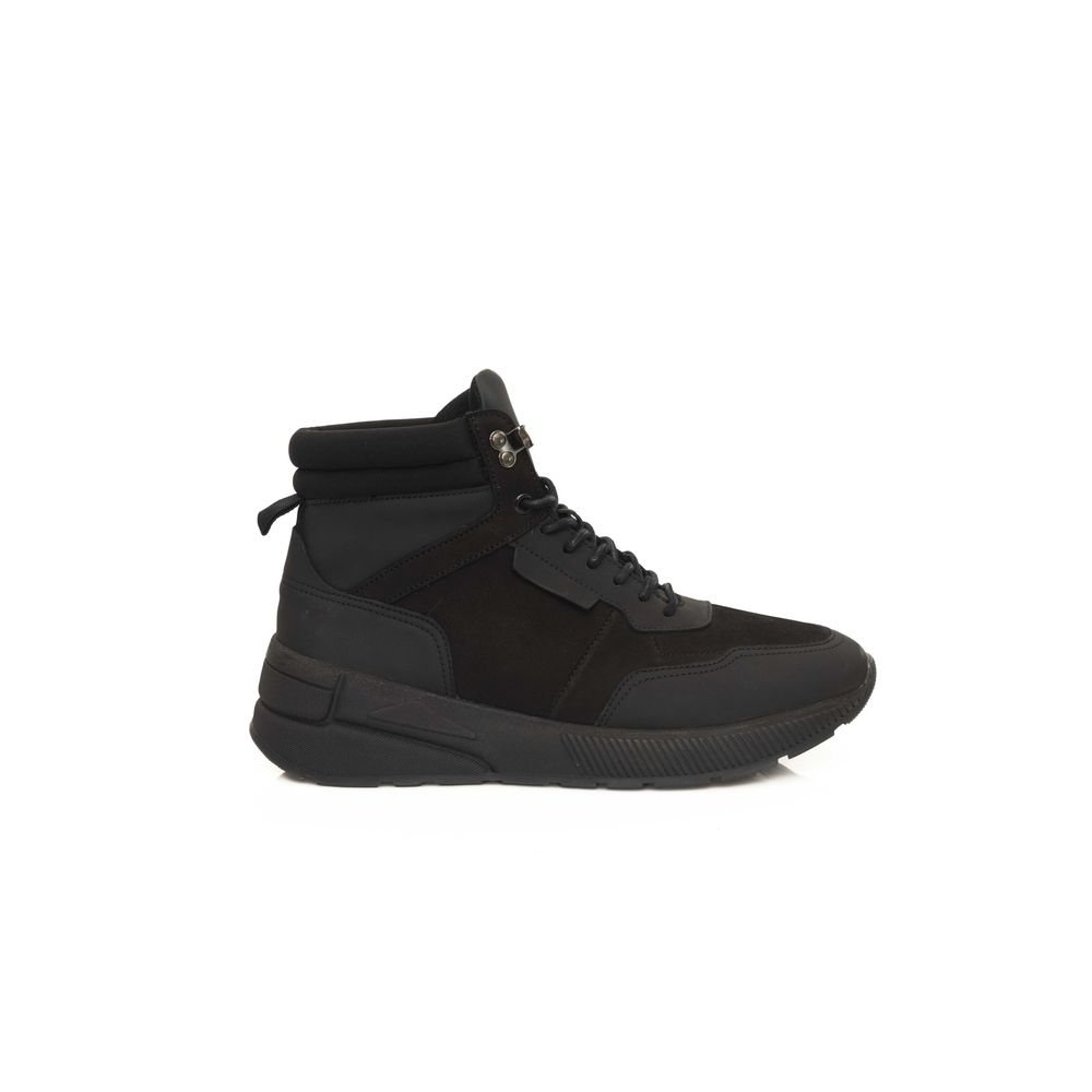 Cerruti 1881 Black Leather Sneaker for Elevated Style