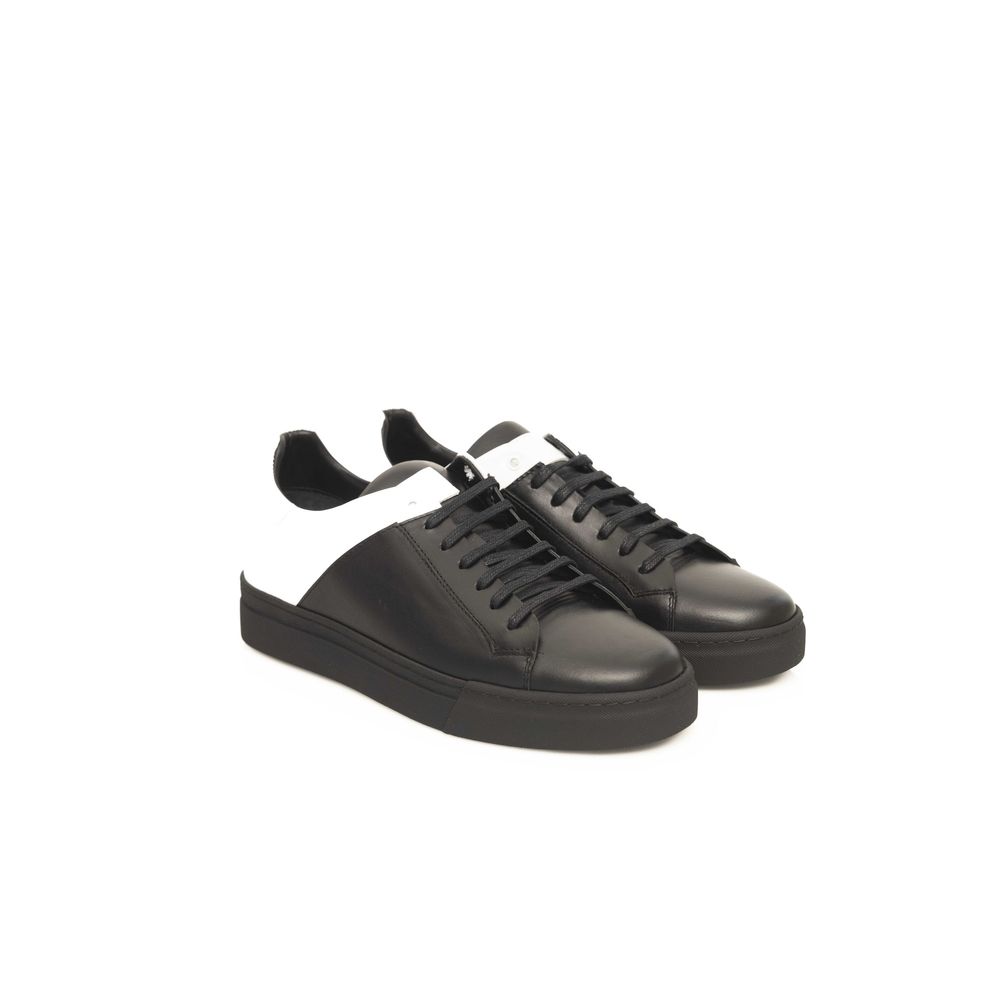 Cerruti 1881 Black Leather Sneaker for Effortless Elegance