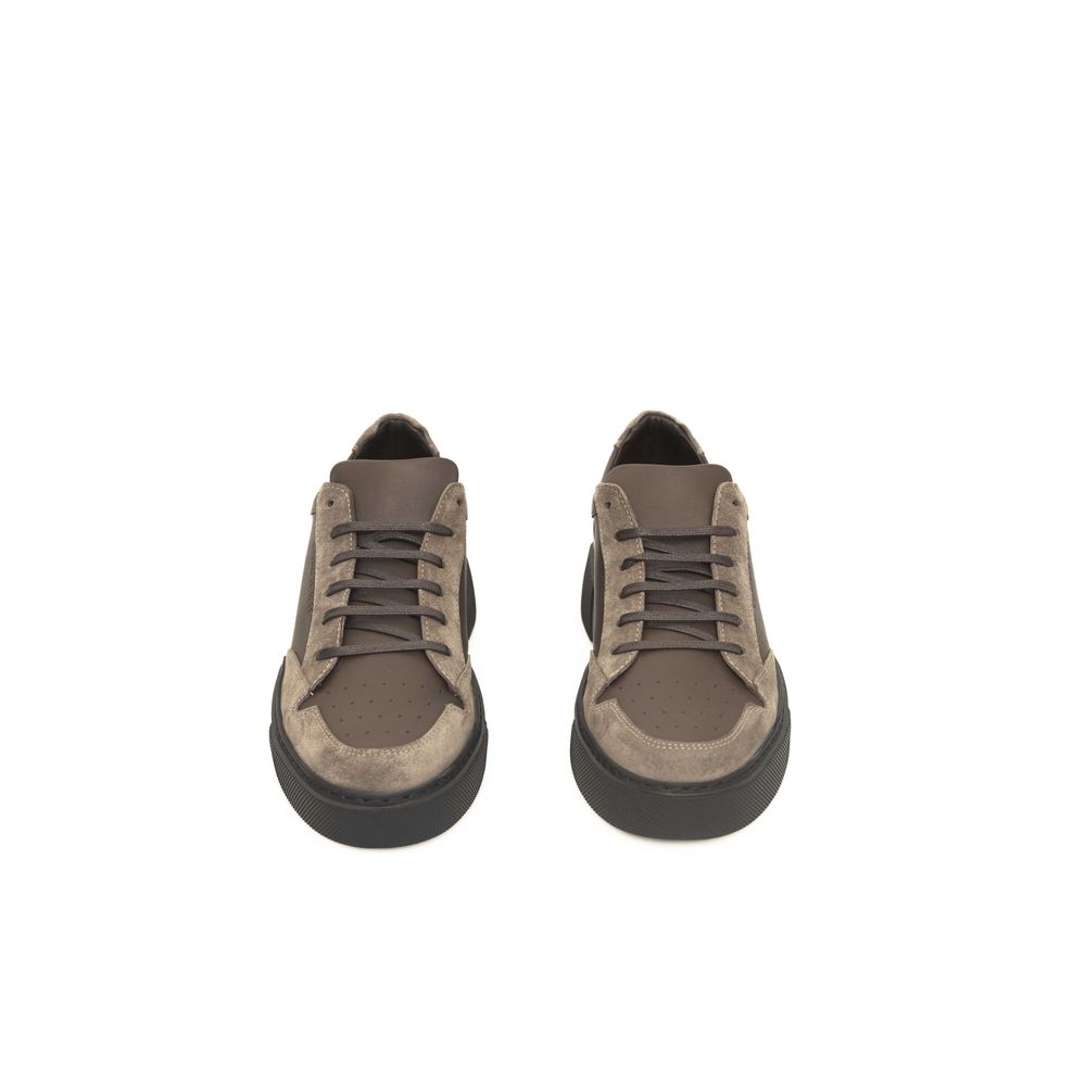 Cerruti 1881 Beige Leather Sneaker for Effortless Luxury