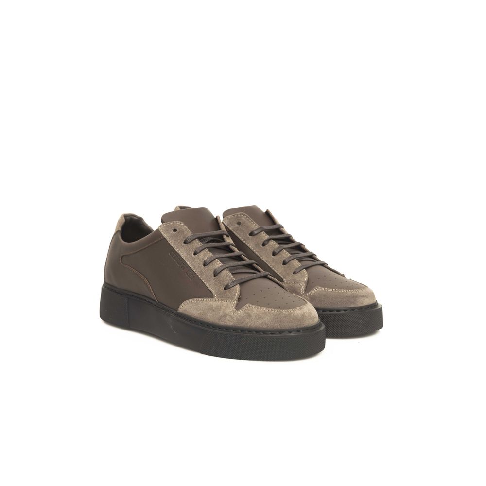 Cerruti 1881 Beige Leather Sneaker for Effortless Luxury