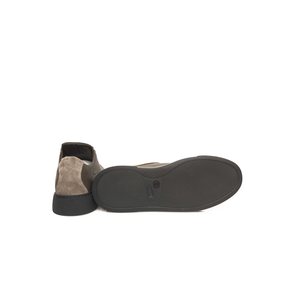 Cerruti 1881 Beige Leather Sneaker for Effortless Luxury