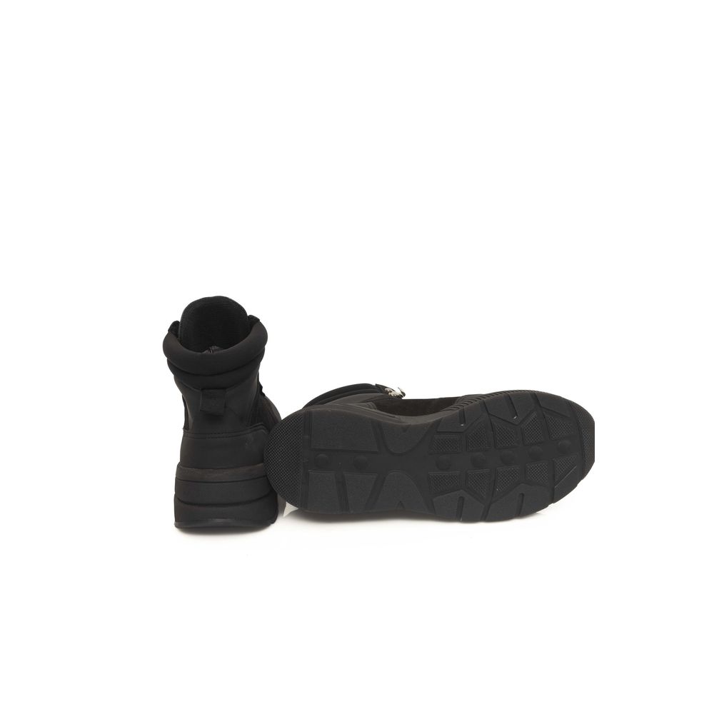 Cerruti 1881 Black Leather Sneaker for Elevated Style