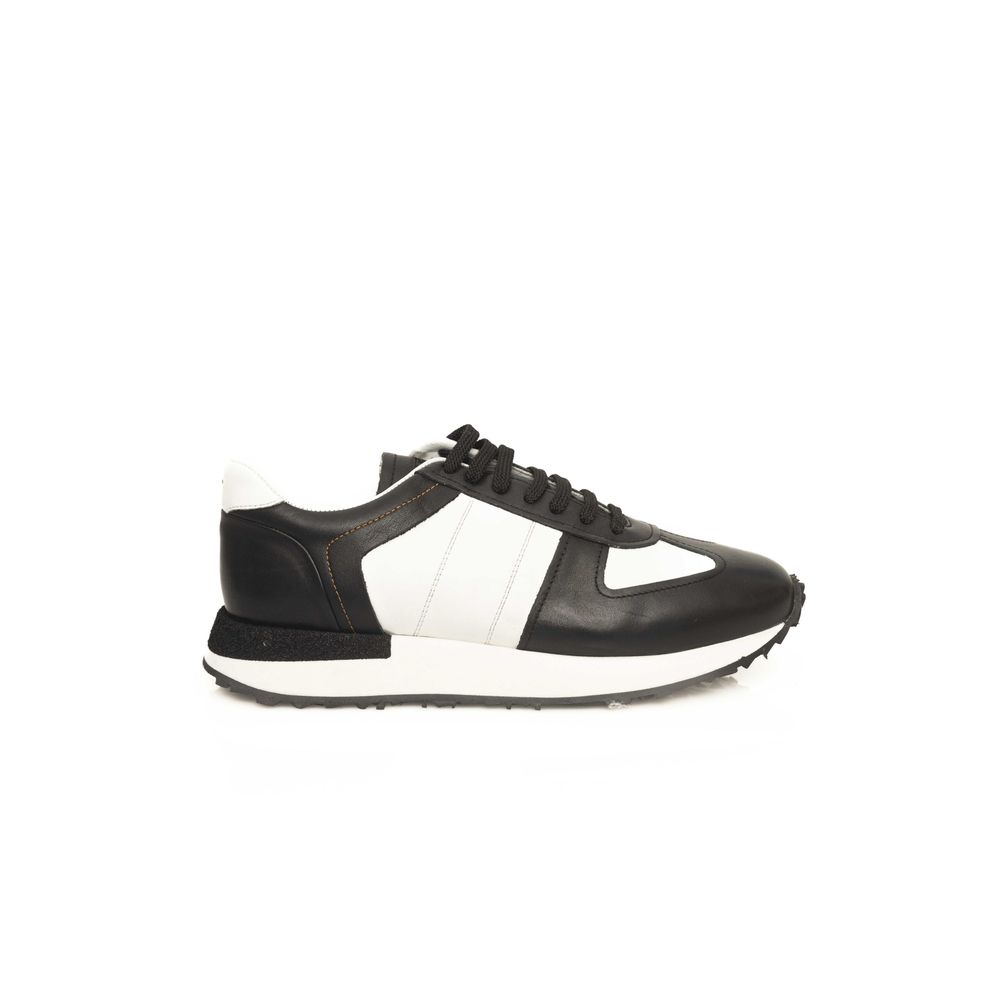 Cerruti 1881 Black Leather Sneaker for Effortless Elegance
