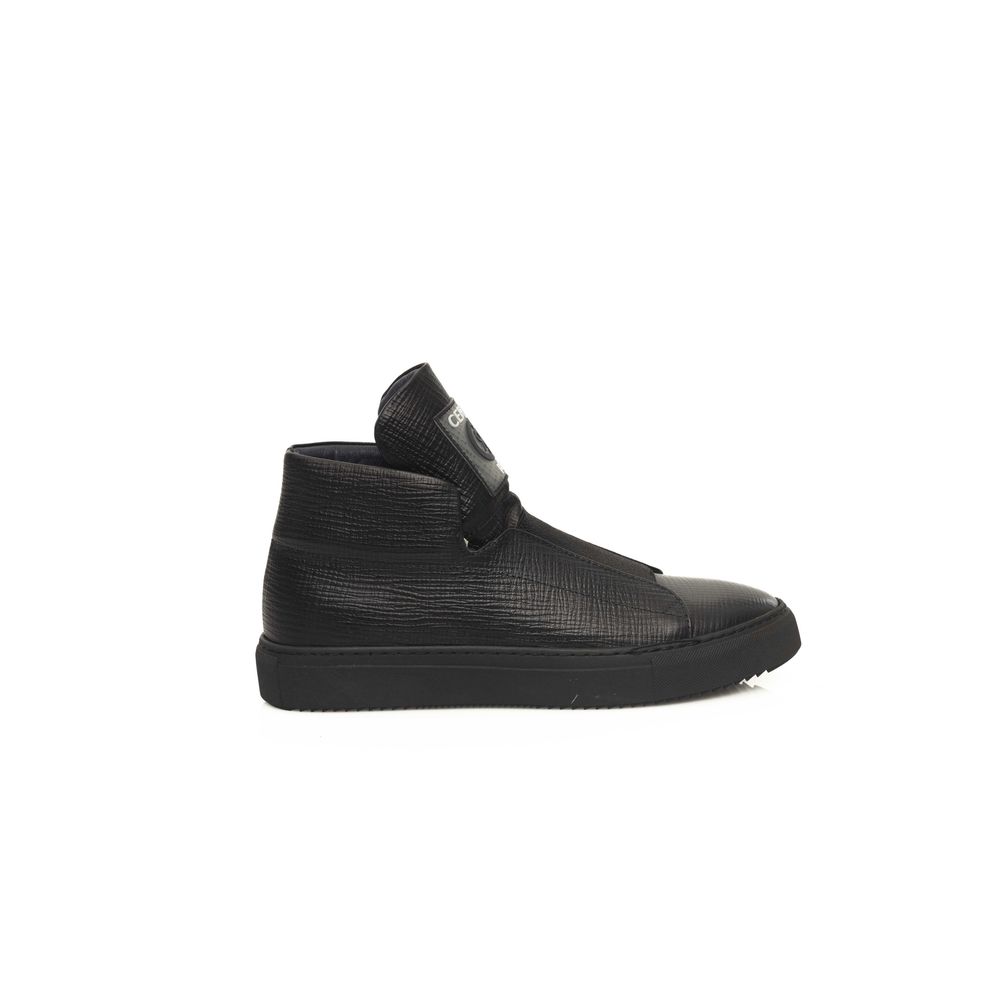 Cerruti 1881 Black Leather Sneaker for Elevated Style
