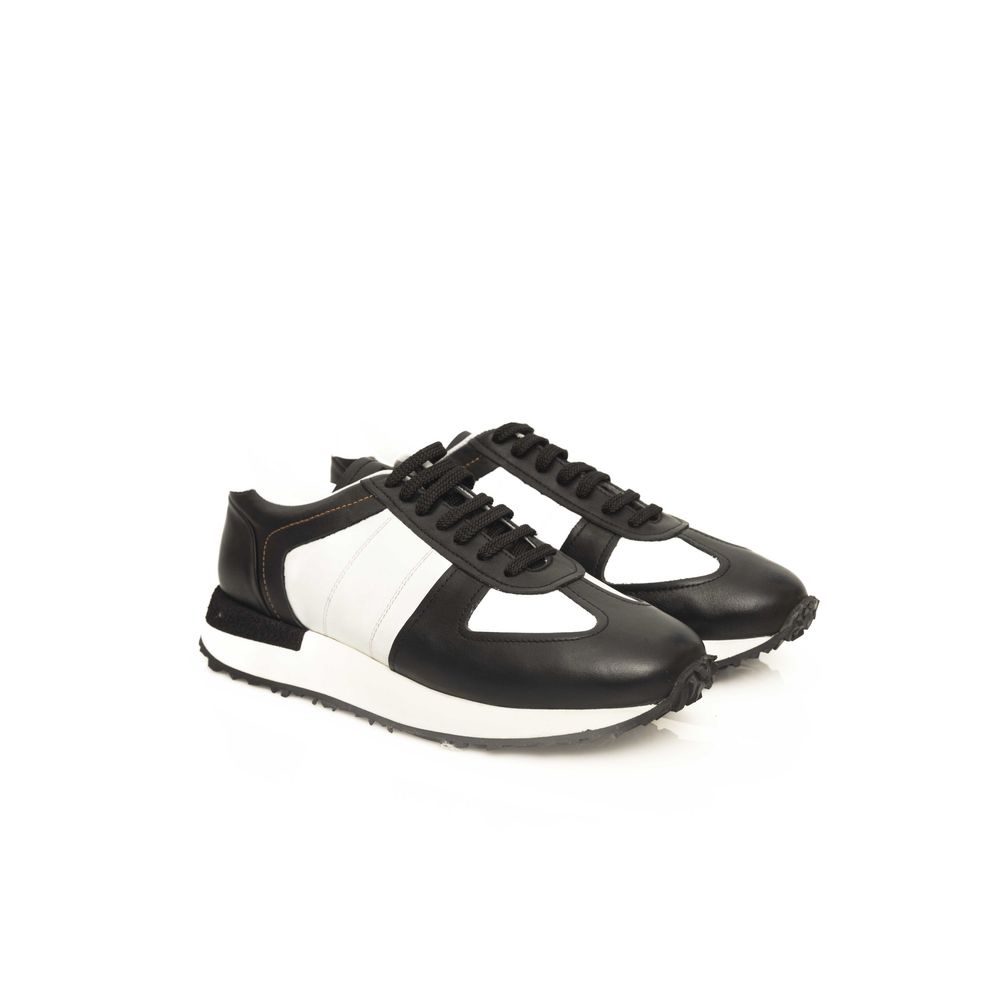 Cerruti 1881 Black Leather Sneaker for Effortless Elegance