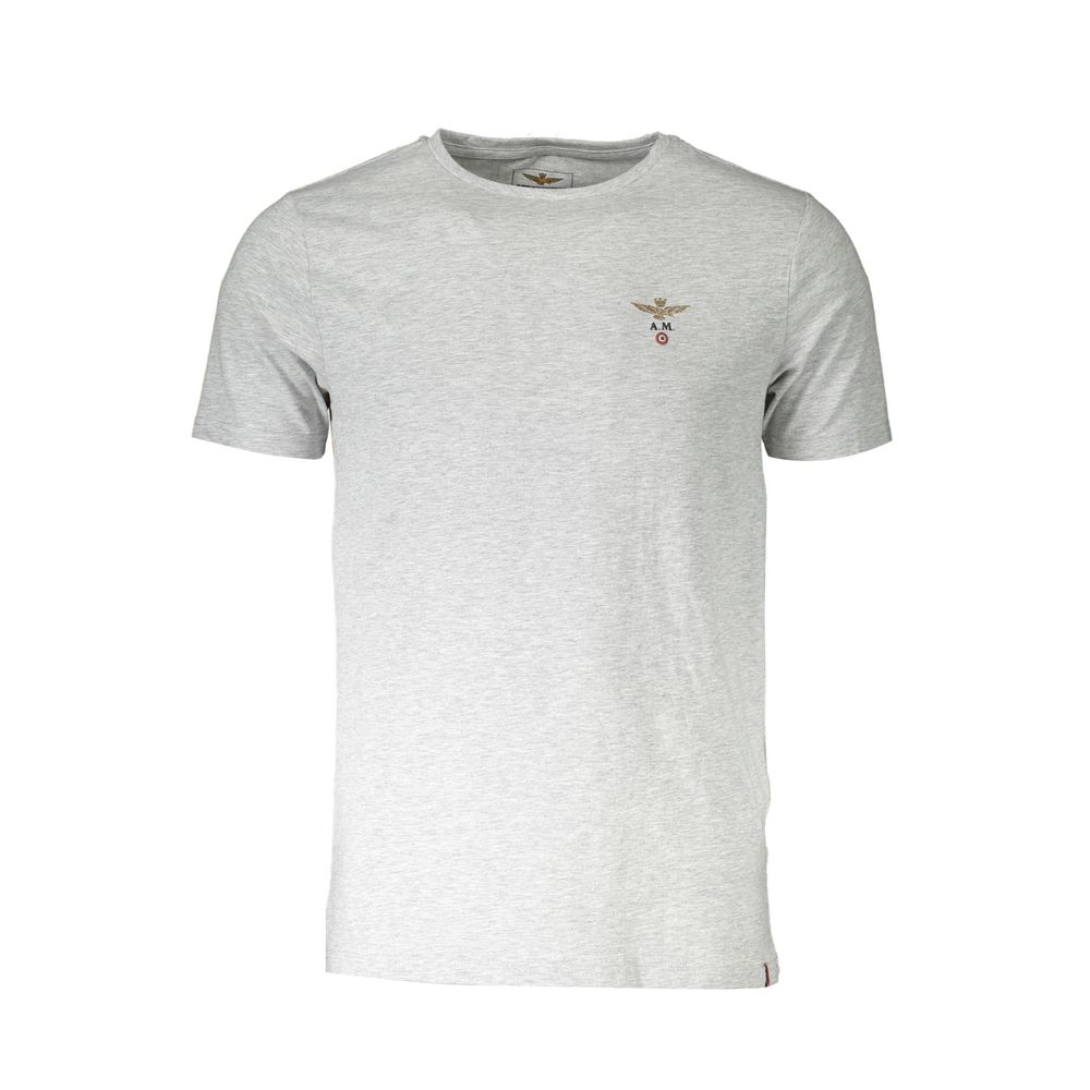 Aeronautica Militare Gray Cotton T-Shirt for Effortless Elegance