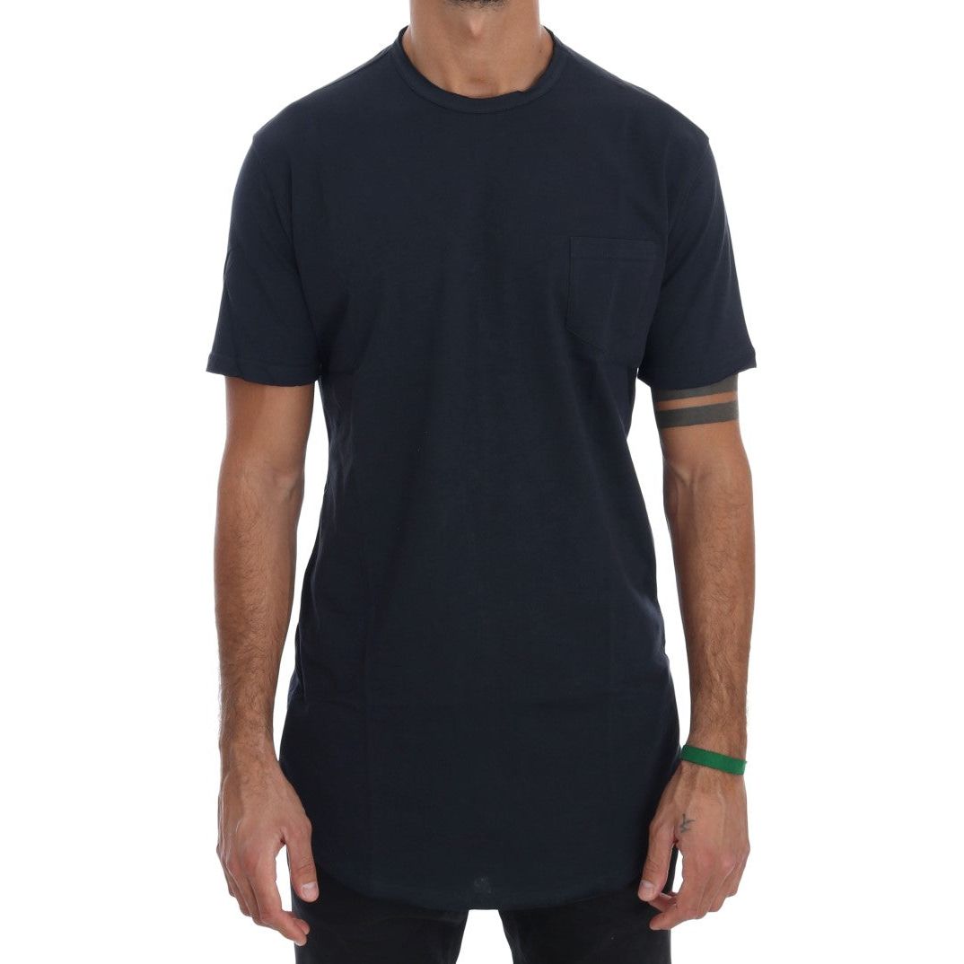 Daniele Alessandrini Chic Blue Cotton Crew-Neck Tee Essentials