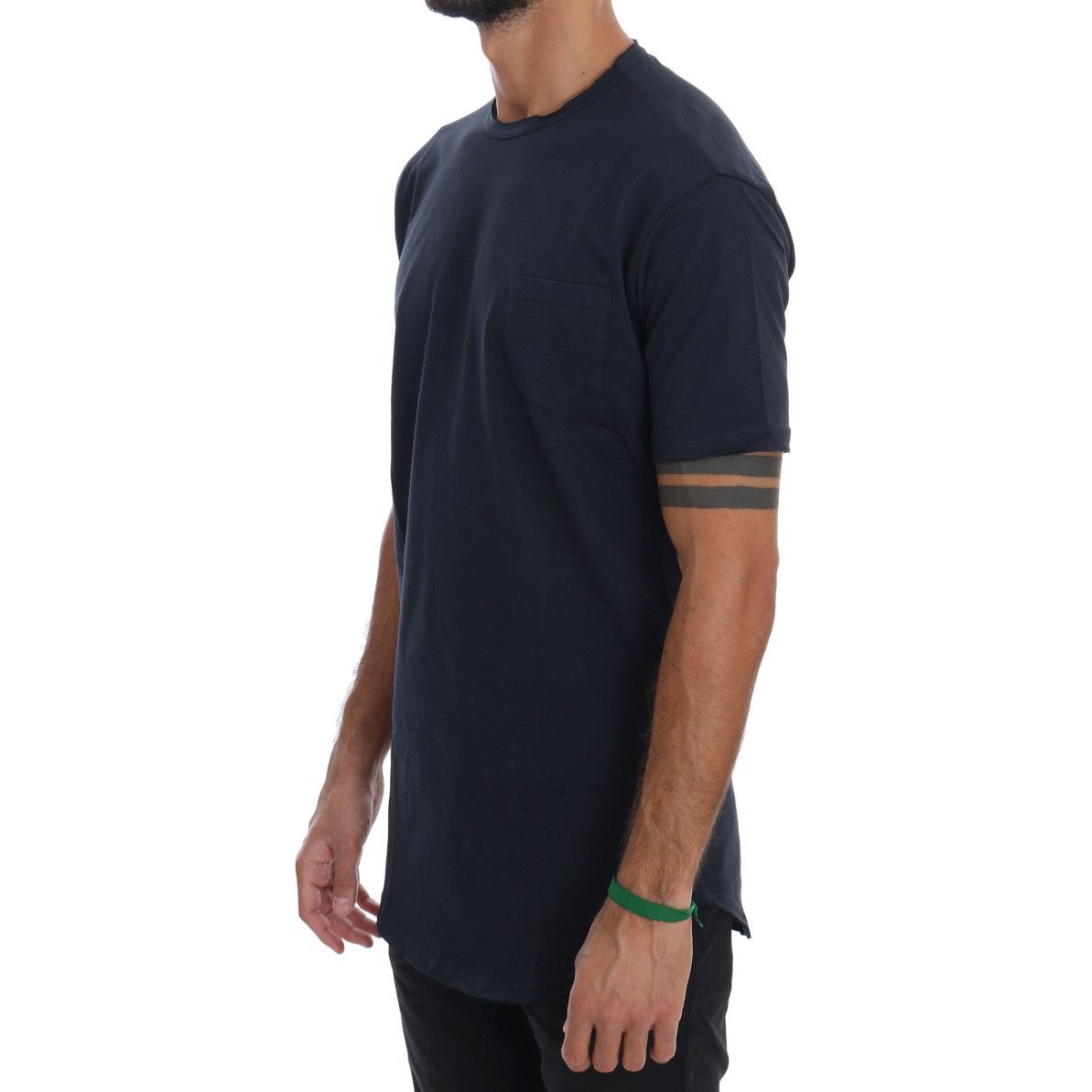 Daniele Alessandrini Chic Blue Cotton Crew-Neck Tee Essentials
