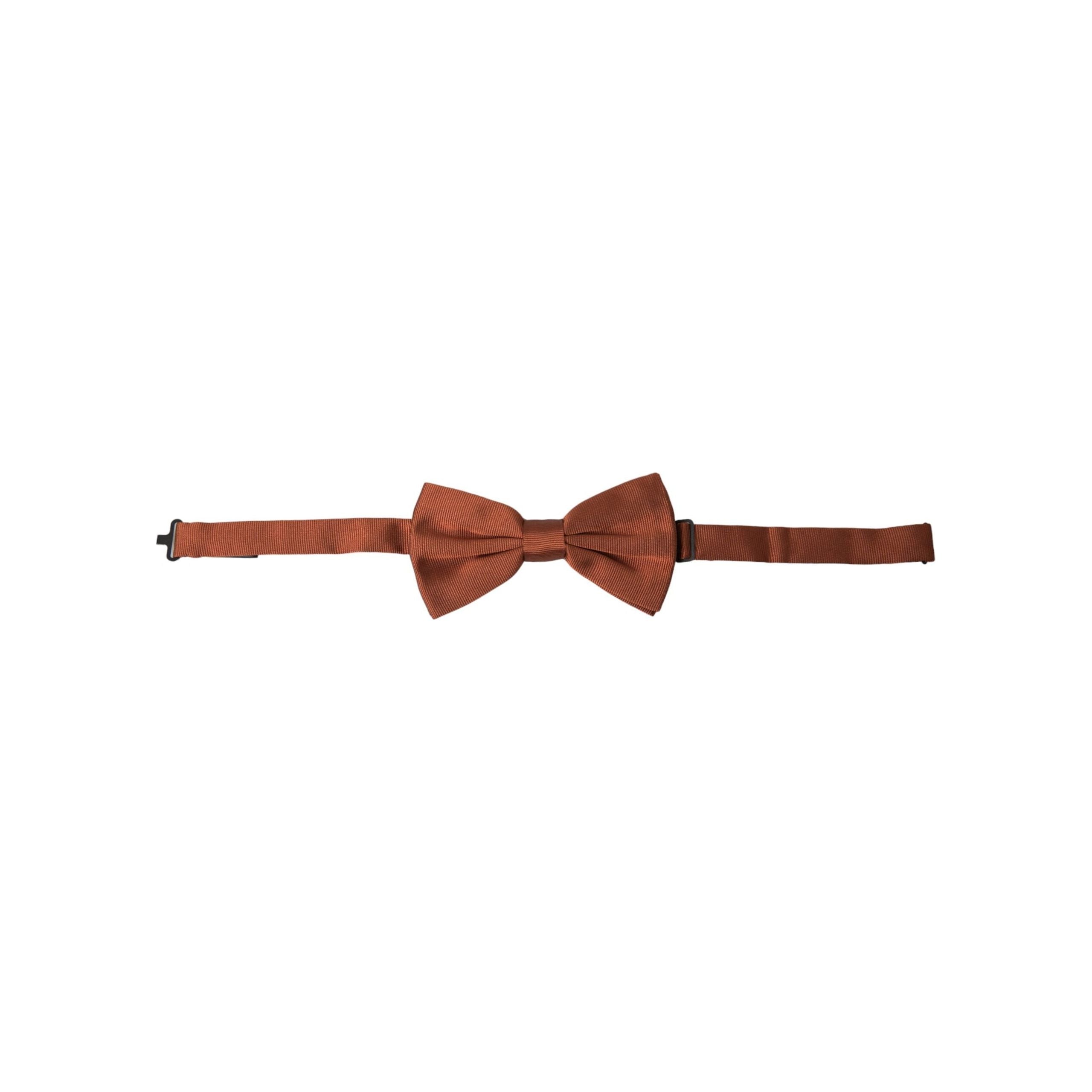 Dolce & Gabbana Brown Silk Adjustable Neck Bow Tie