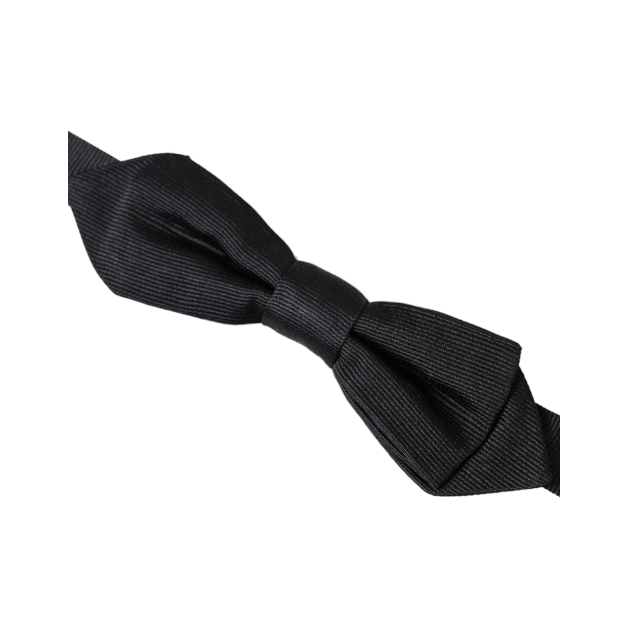 Dolce & Gabbana Black Silk Adjustable Neck Bow Tie