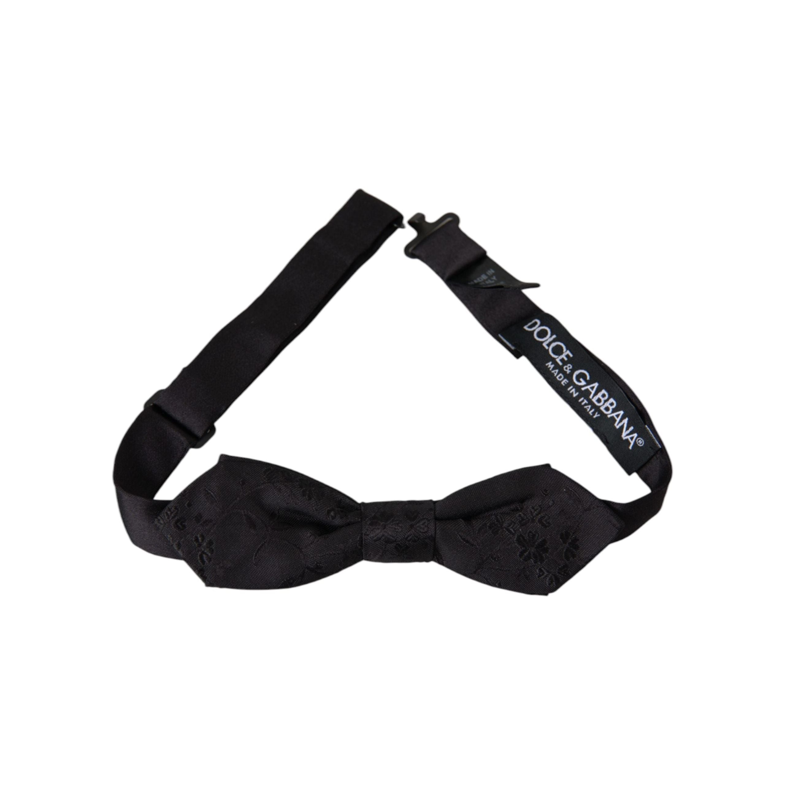 Dolce & Gabbana Black Silk Adjustable Neck Bow Tie