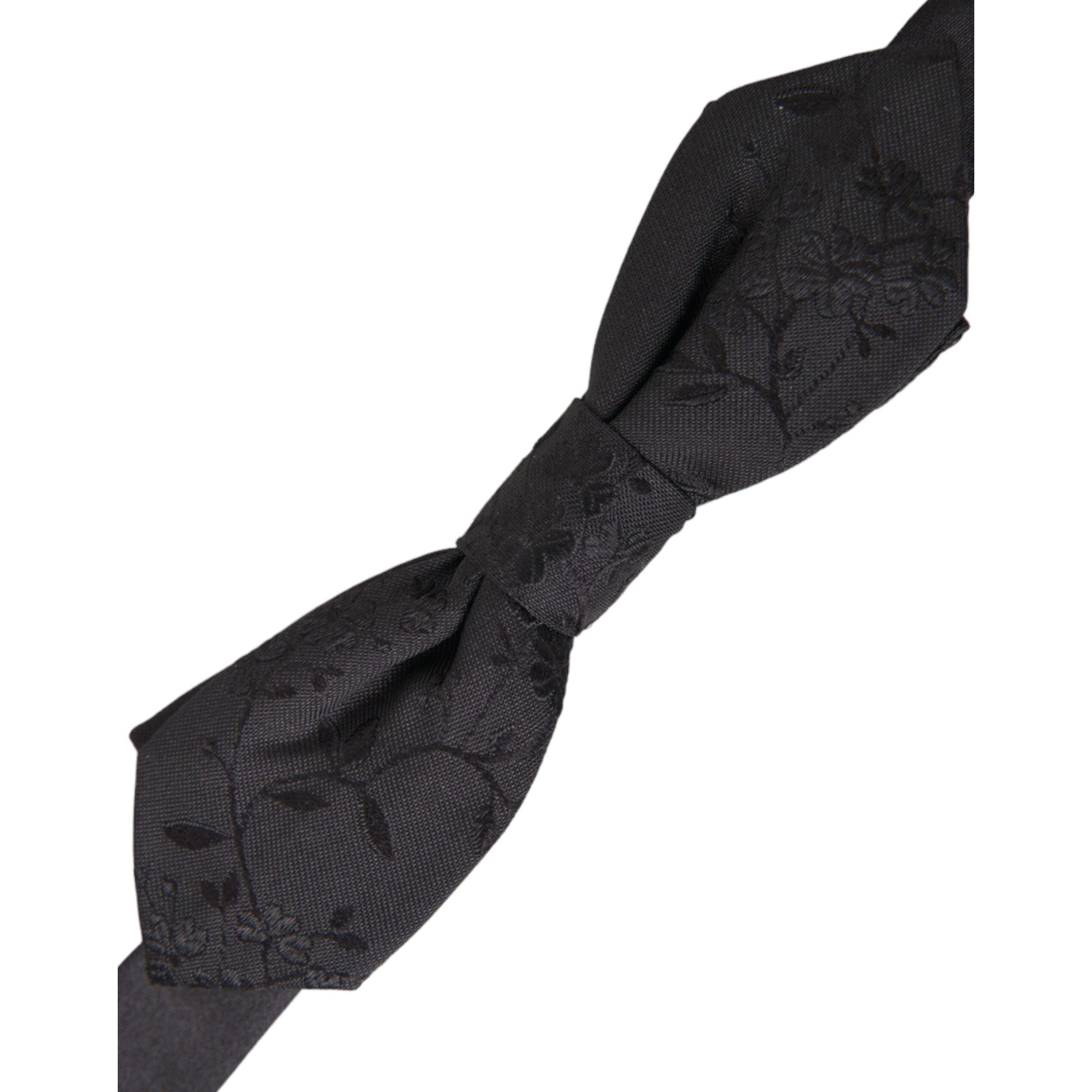 Dolce & Gabbana Black Silk Adjustable Neck Bow Tie