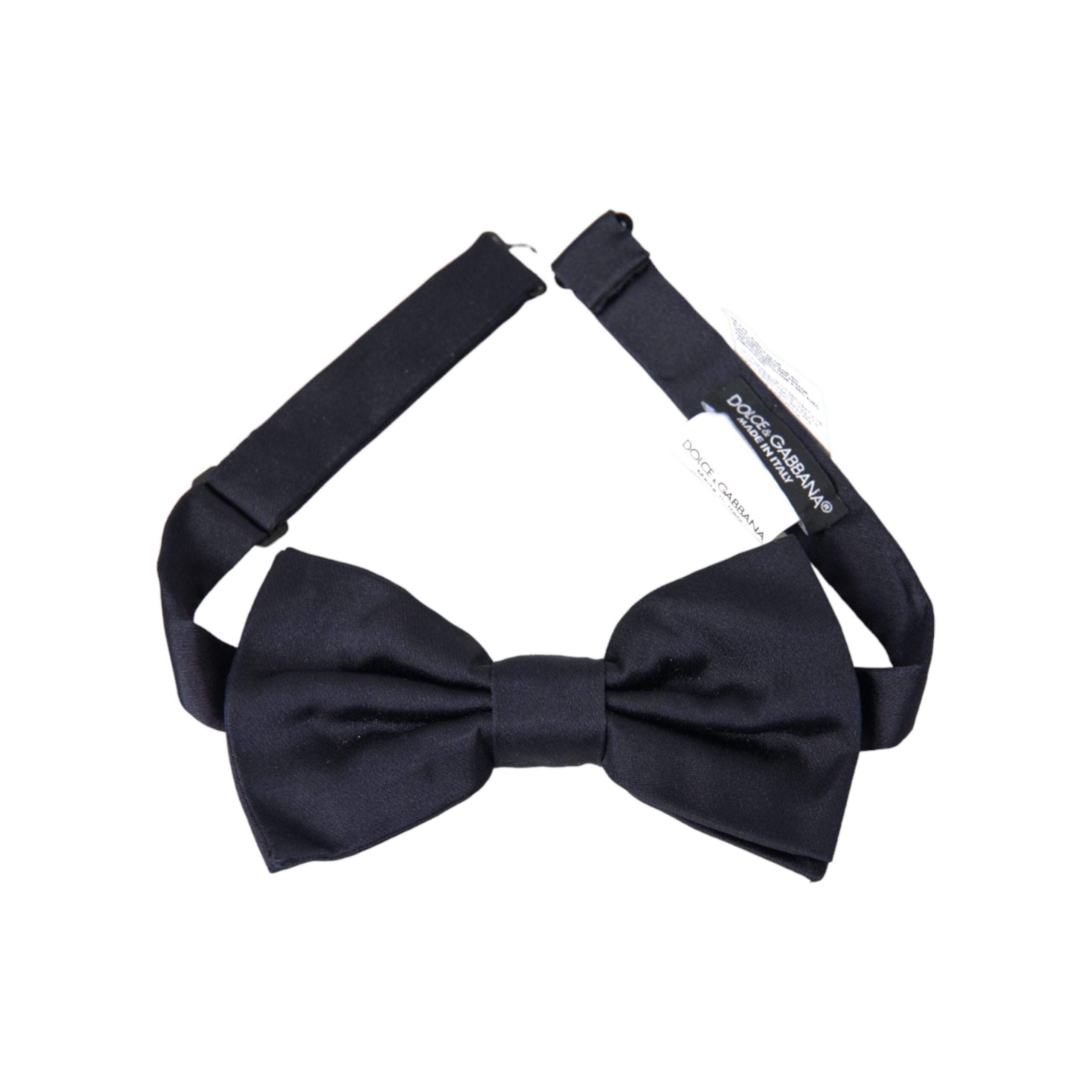 Dolce & Gabbana Dark Blue Silk Adjustable Neck Bow Tie