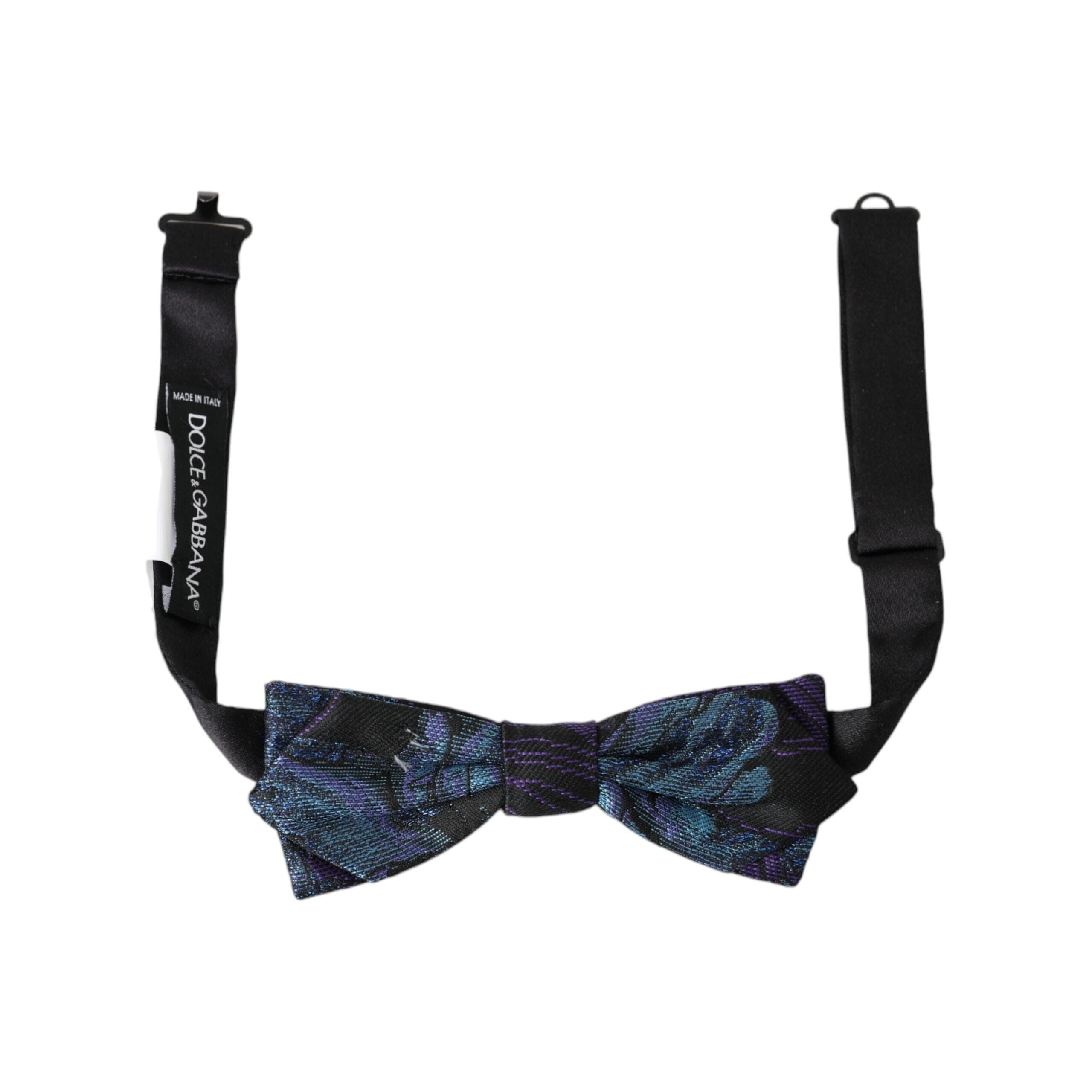 Dolce & Gabbana Black Blue Brocade Bow Tie