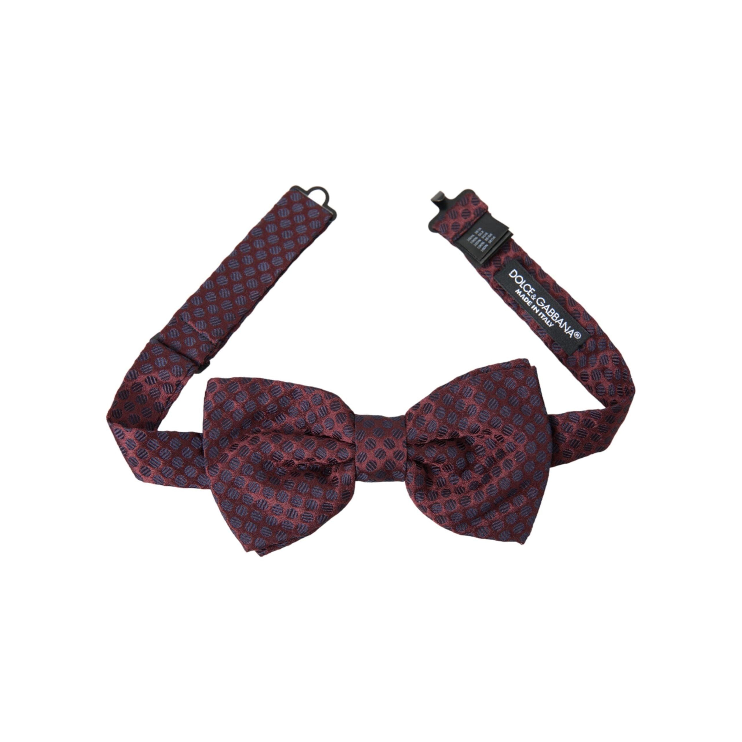 Dolce & Gabbana Maroon Silk Polka Dots Adjustable Bow Tie