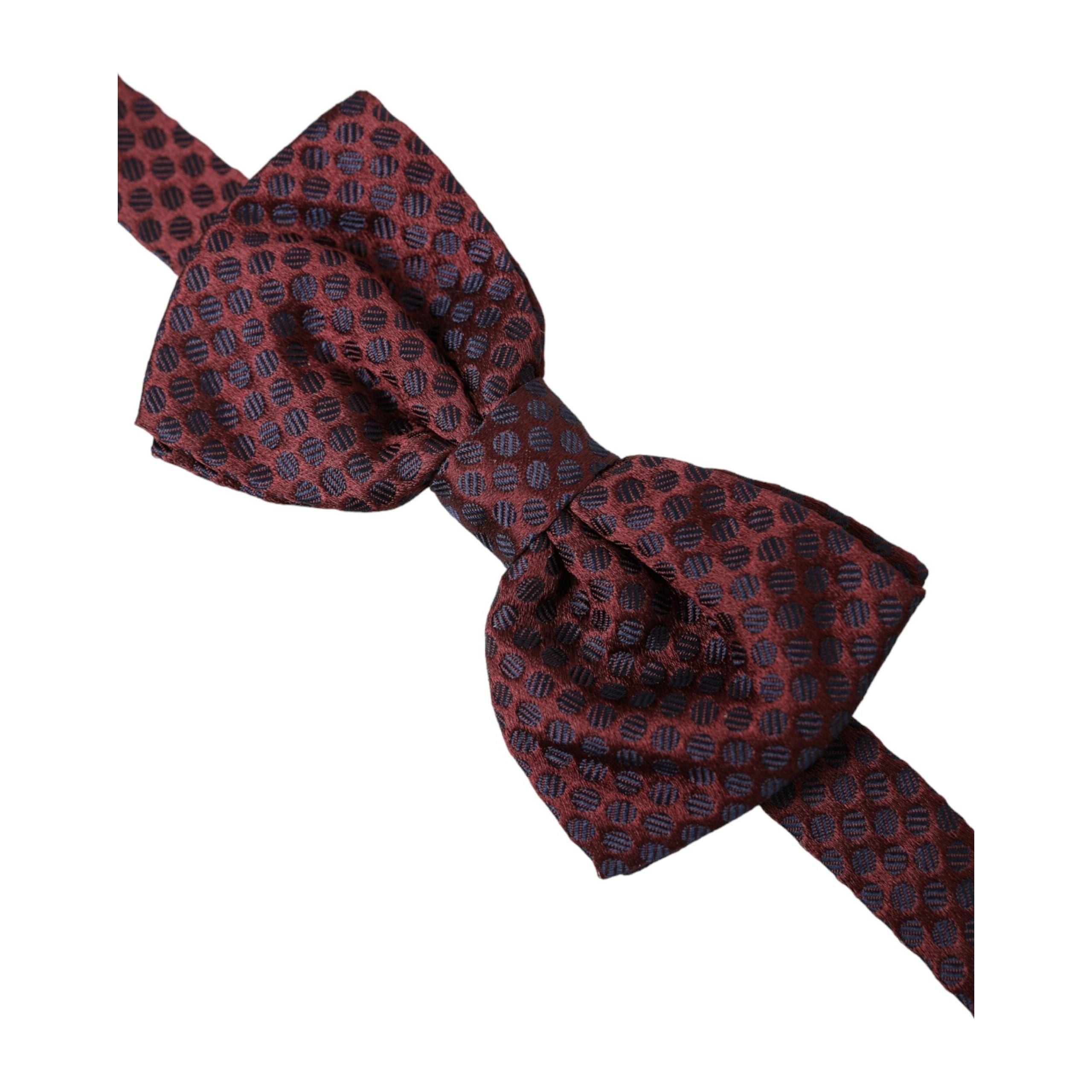 Dolce & Gabbana Maroon Silk Polka Dots Adjustable Bow Tie