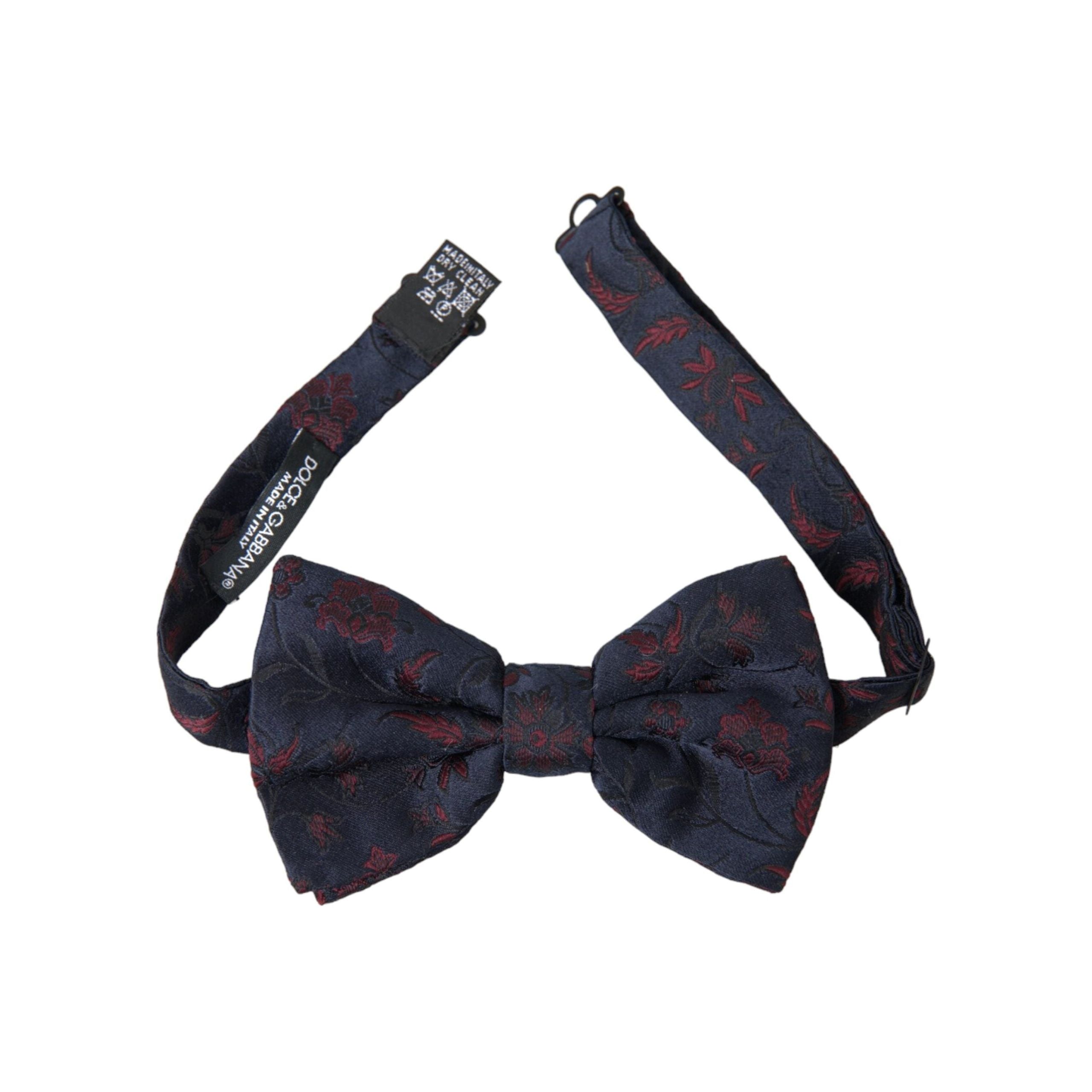 Dolce & Gabbana Blue Floral Brocade Adjustable Neck Bow Tie