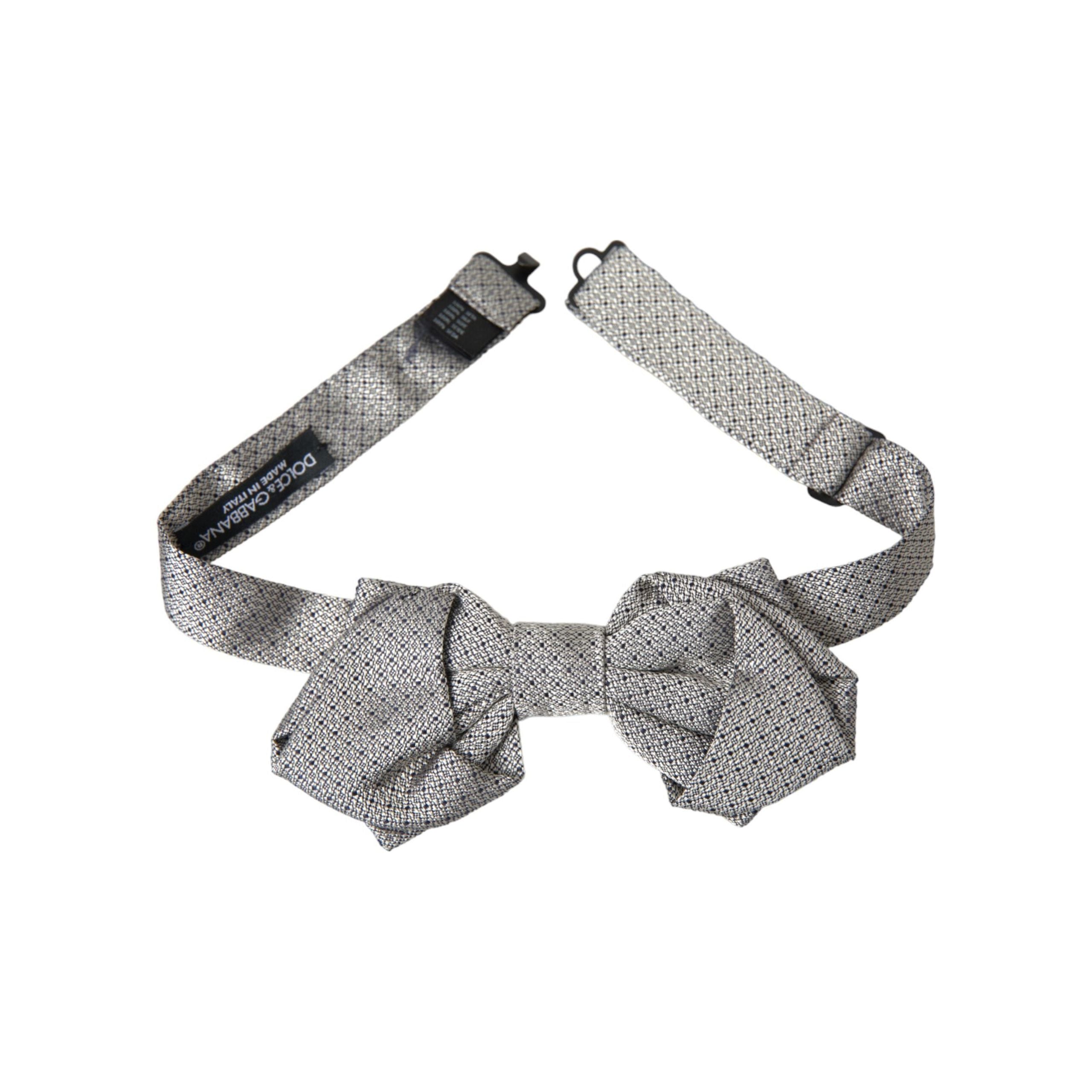 Dolce & Gabbana Gray Silk Adjustable Neck Bow Tie