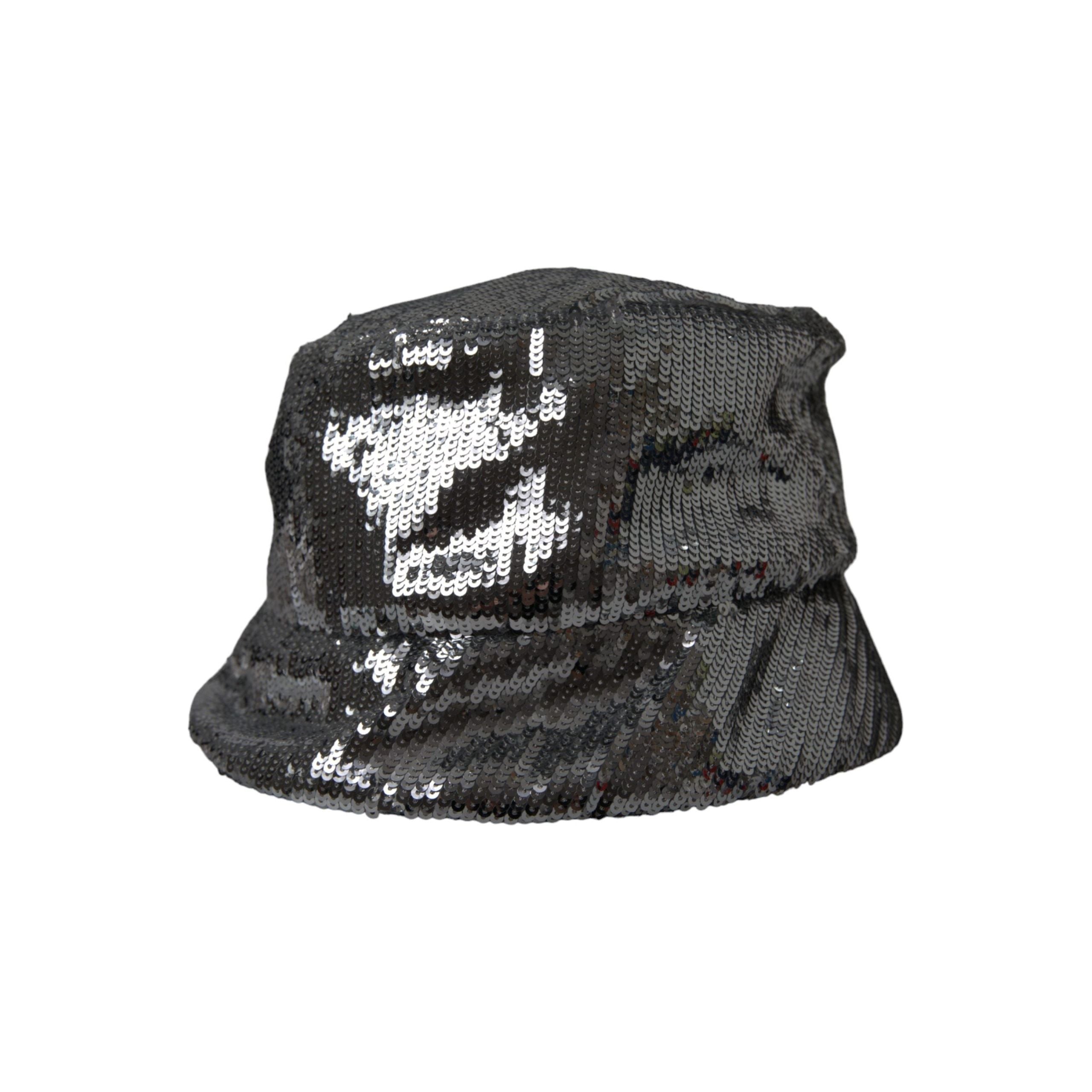 Dolce & Gabbana Silver Sequined Nylon Bucket Hat