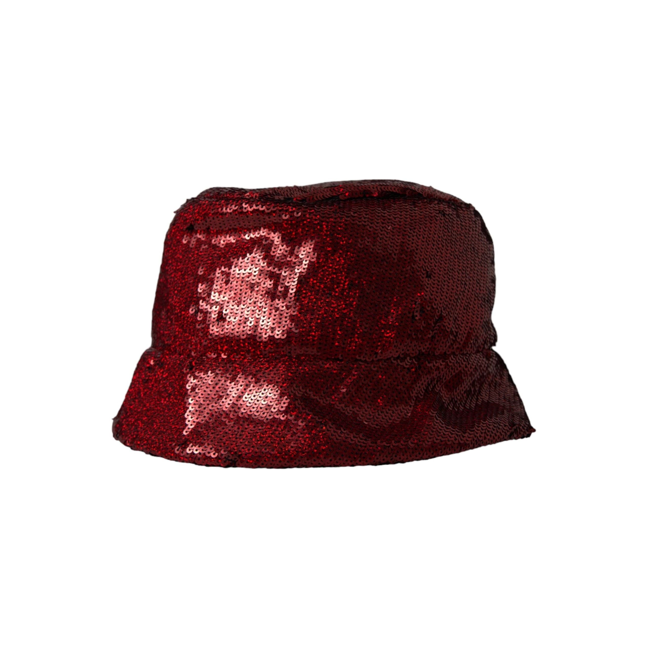 Dolce & Gabbana Red Sequined Nylon Bucket Hat