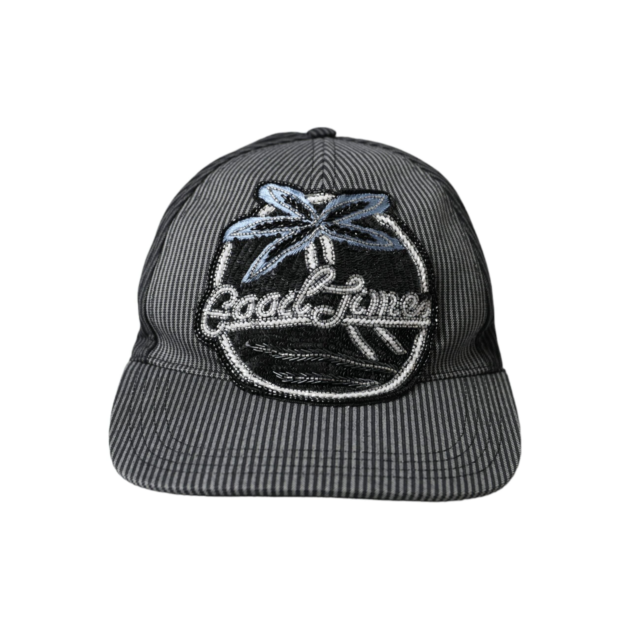 Dolce & Gabbana Black Cotton Embellished Baseball Hat