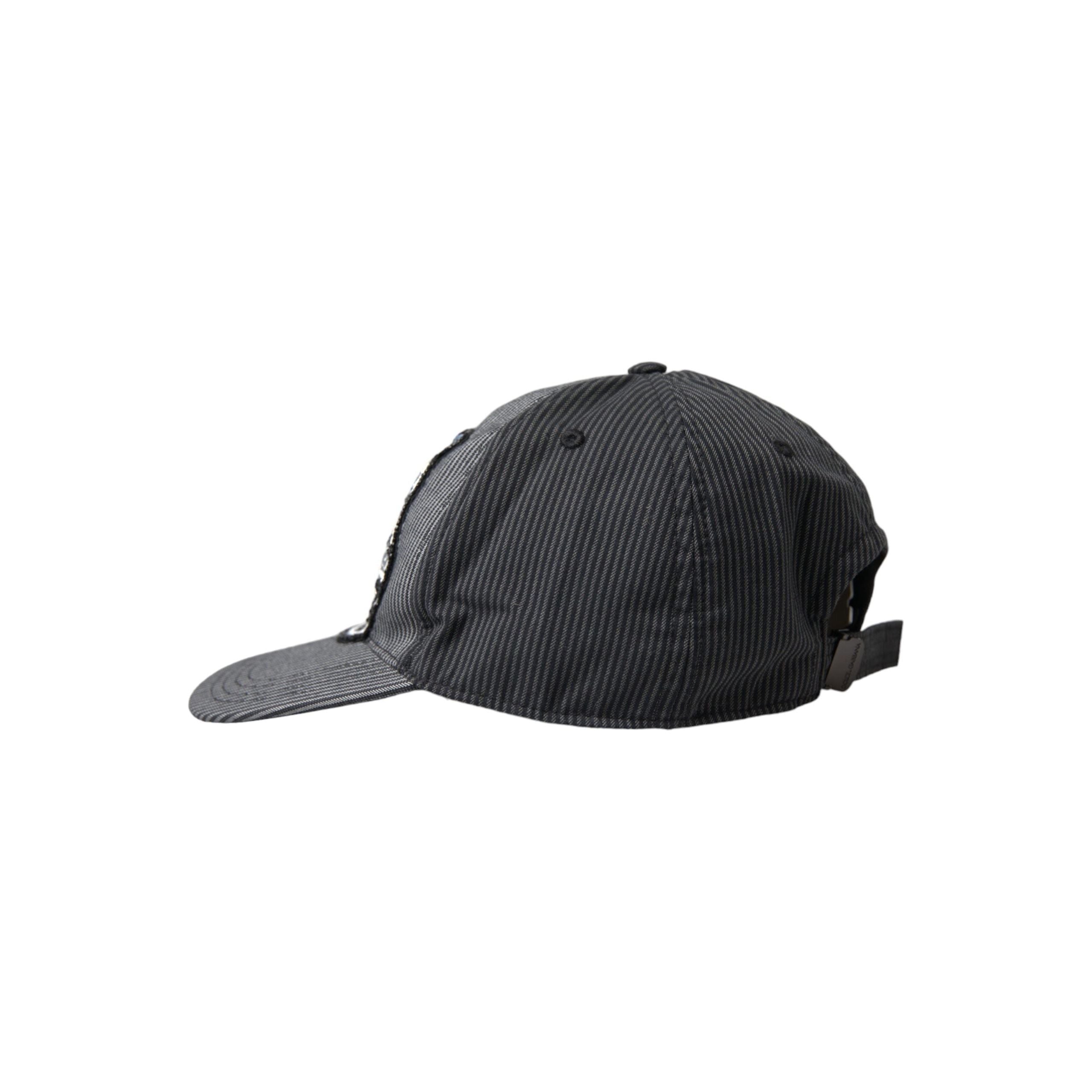 Dolce & Gabbana Black Cotton Embellished Baseball Hat