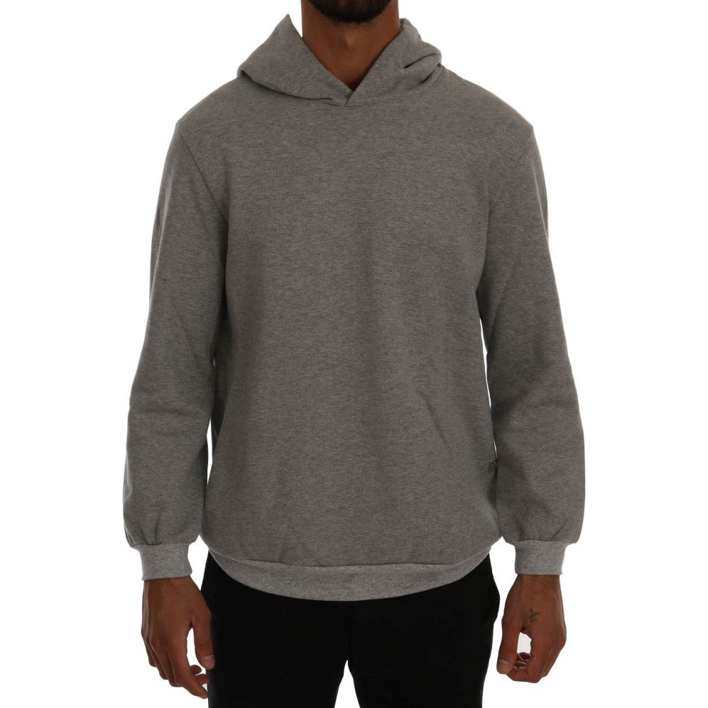 Daniele Alessandrini Gray Cotton Hooded Sweater