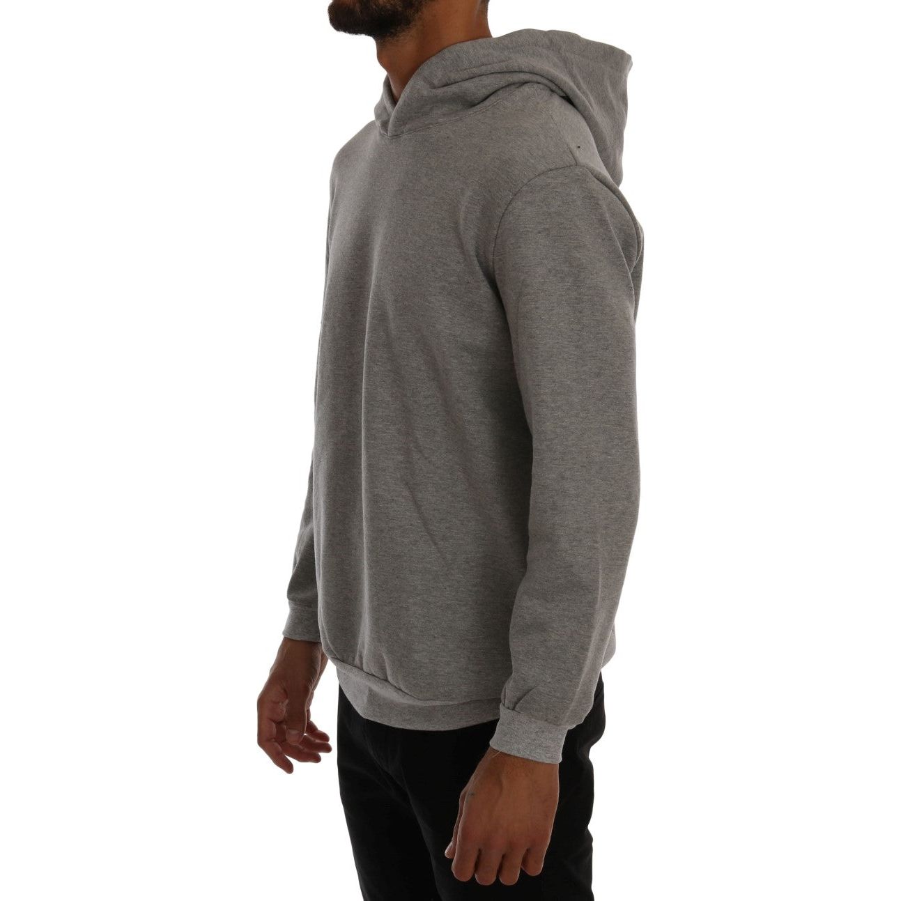 Daniele Alessandrini Gray Cotton Hooded Sweater