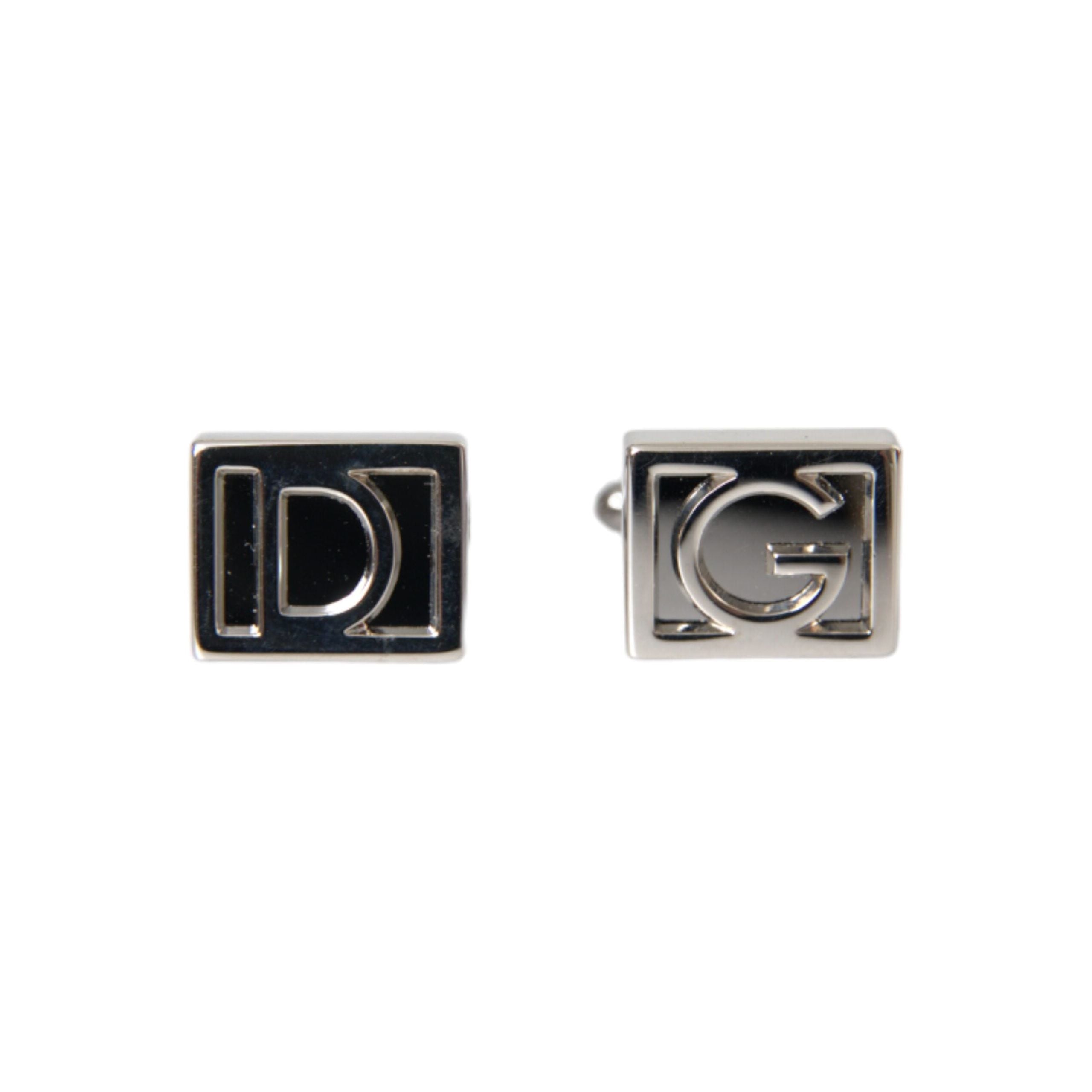 Dolce & Gabbana Silver Plated Metal Brass DG Logo Cufflinks